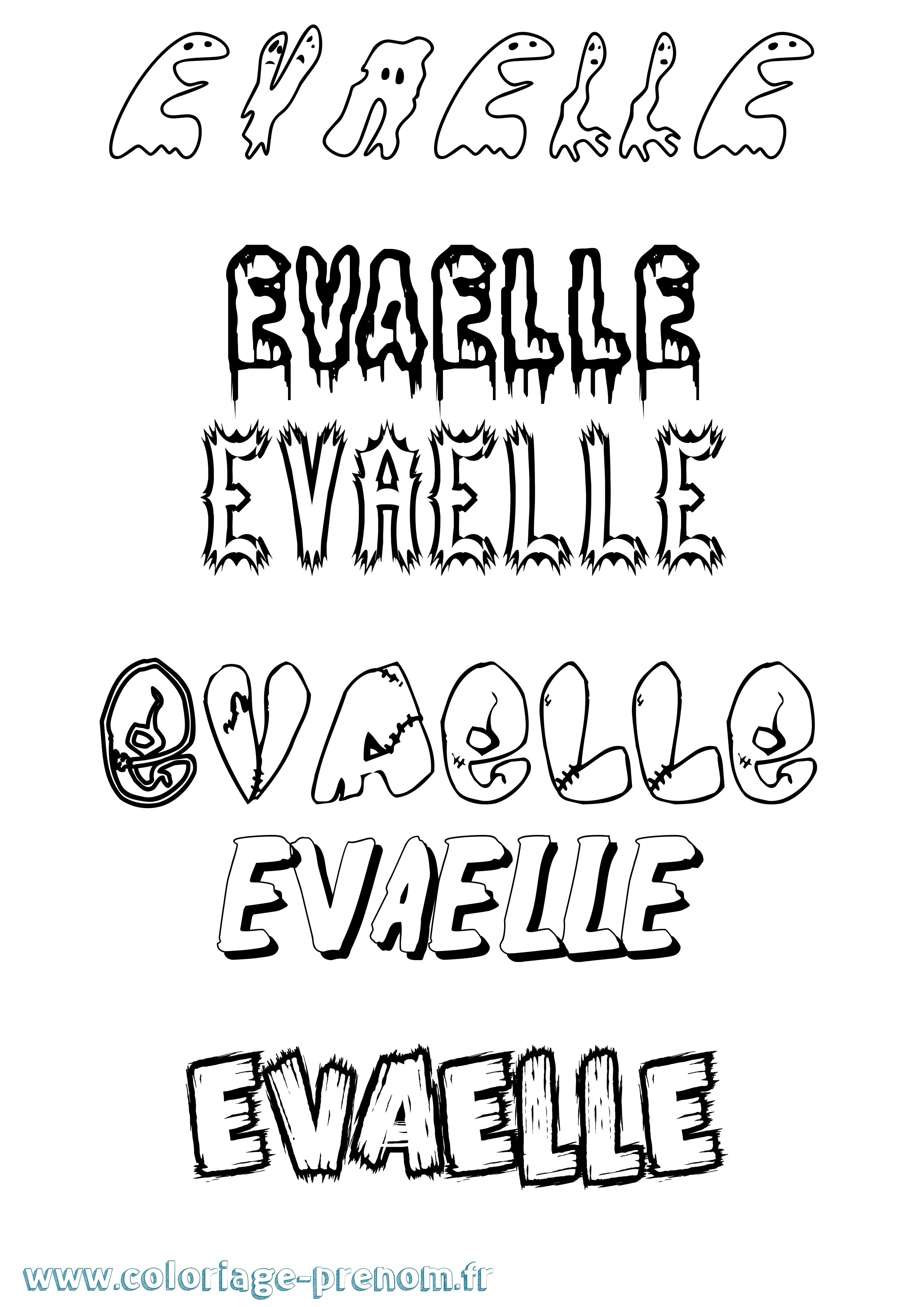 Coloriage Evaelle Frisson Coloriage prénom Evaelle Frisson