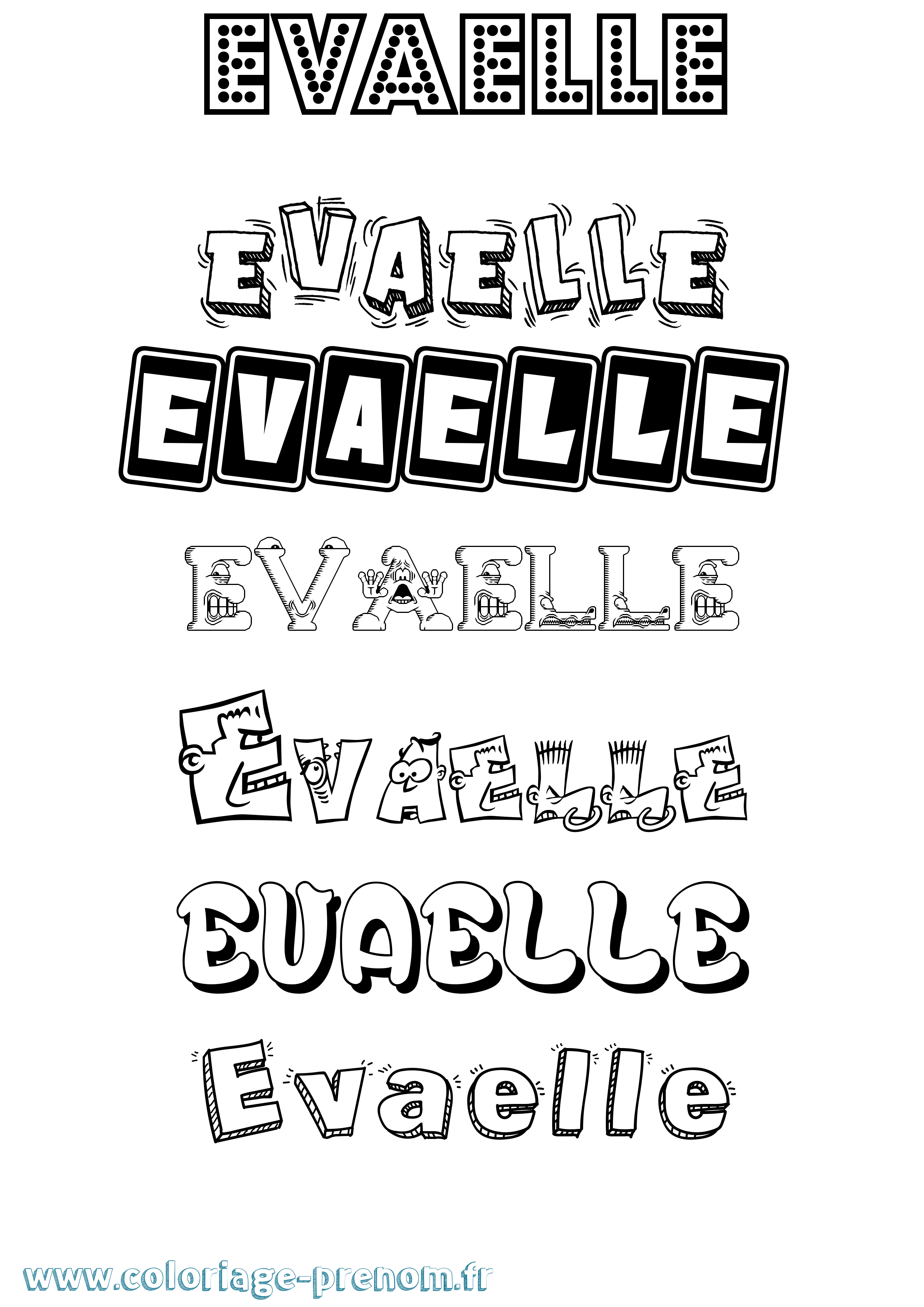 Coloriage Evaelle Fun Coloriage prénom Evaelle Fun