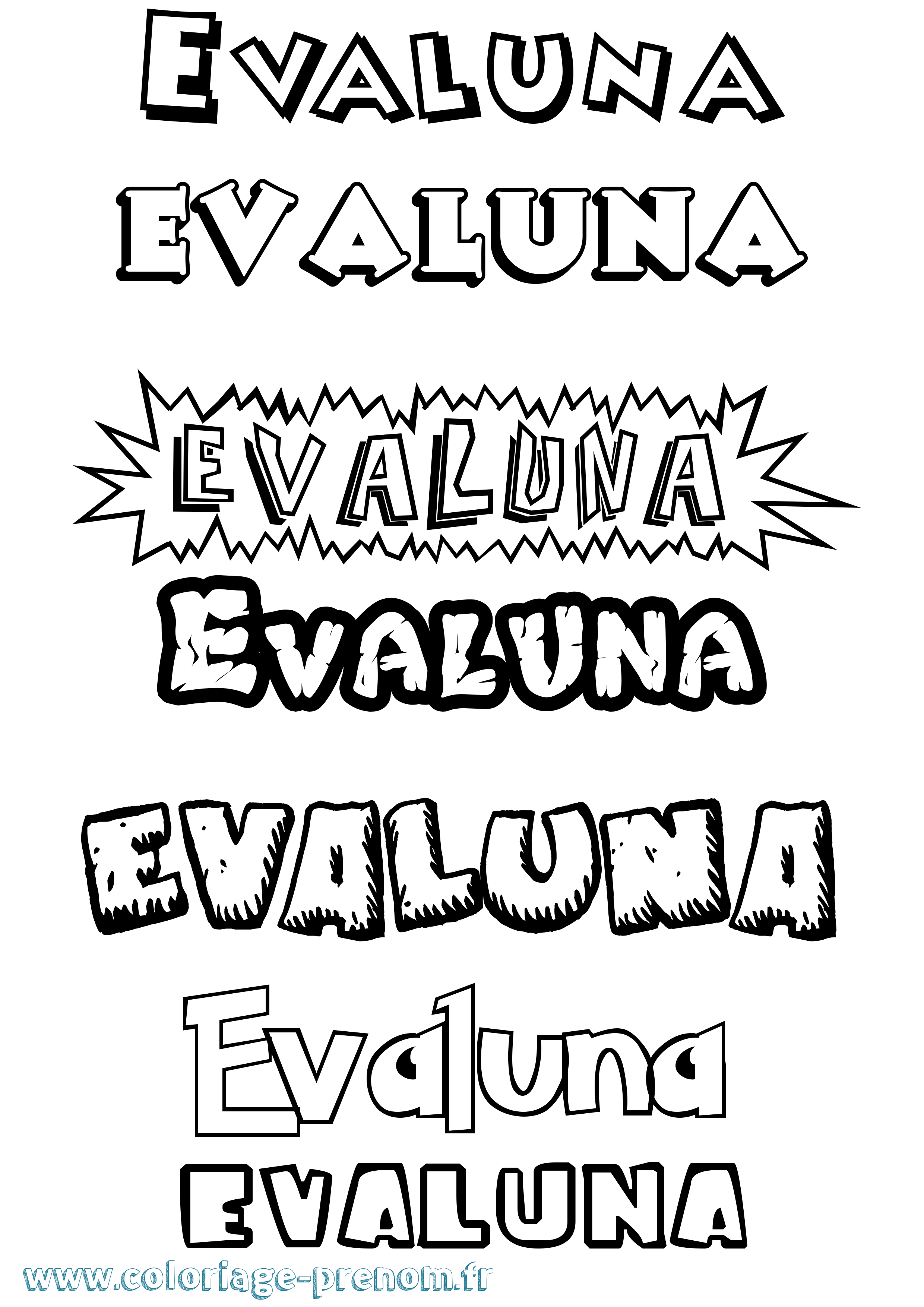 Coloriage Evaluna Dessin Animé Coloriage prénom Evaluna Dessin Animé