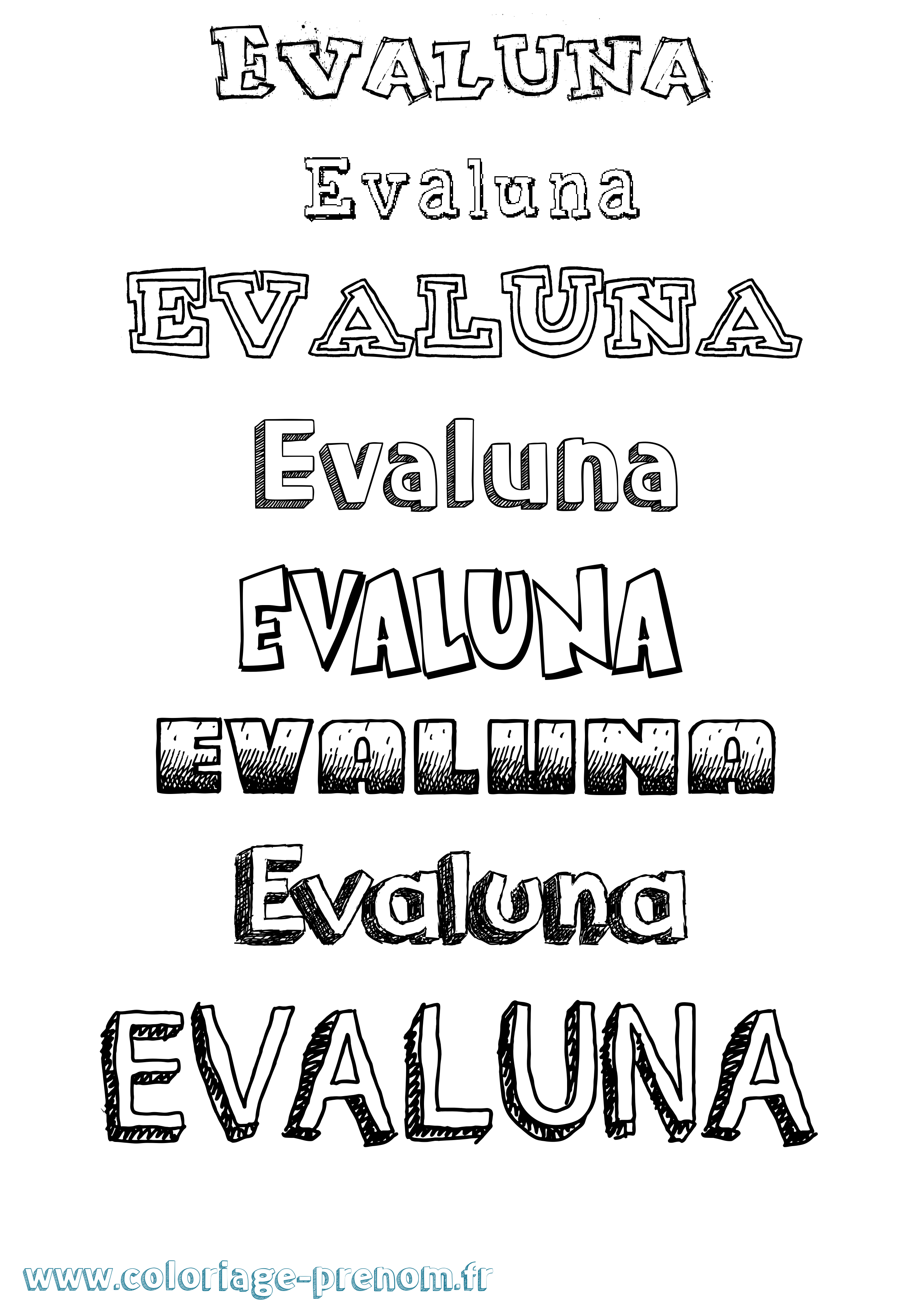 Coloriage Evaluna Dessiné Coloriage prénom Evaluna Dessiné