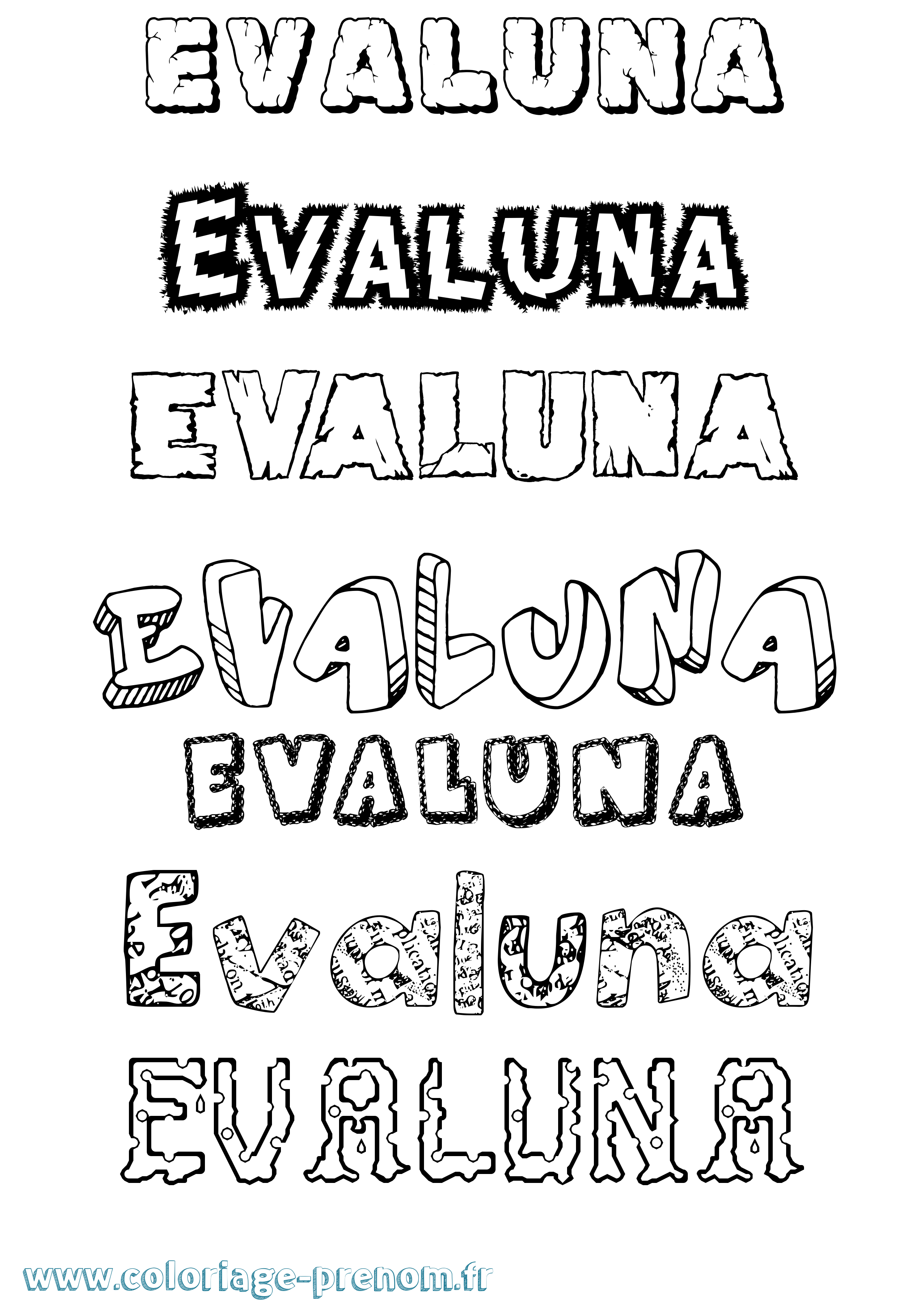 Coloriage Evaluna Destructuré Coloriage prénom Evaluna Destructuré
