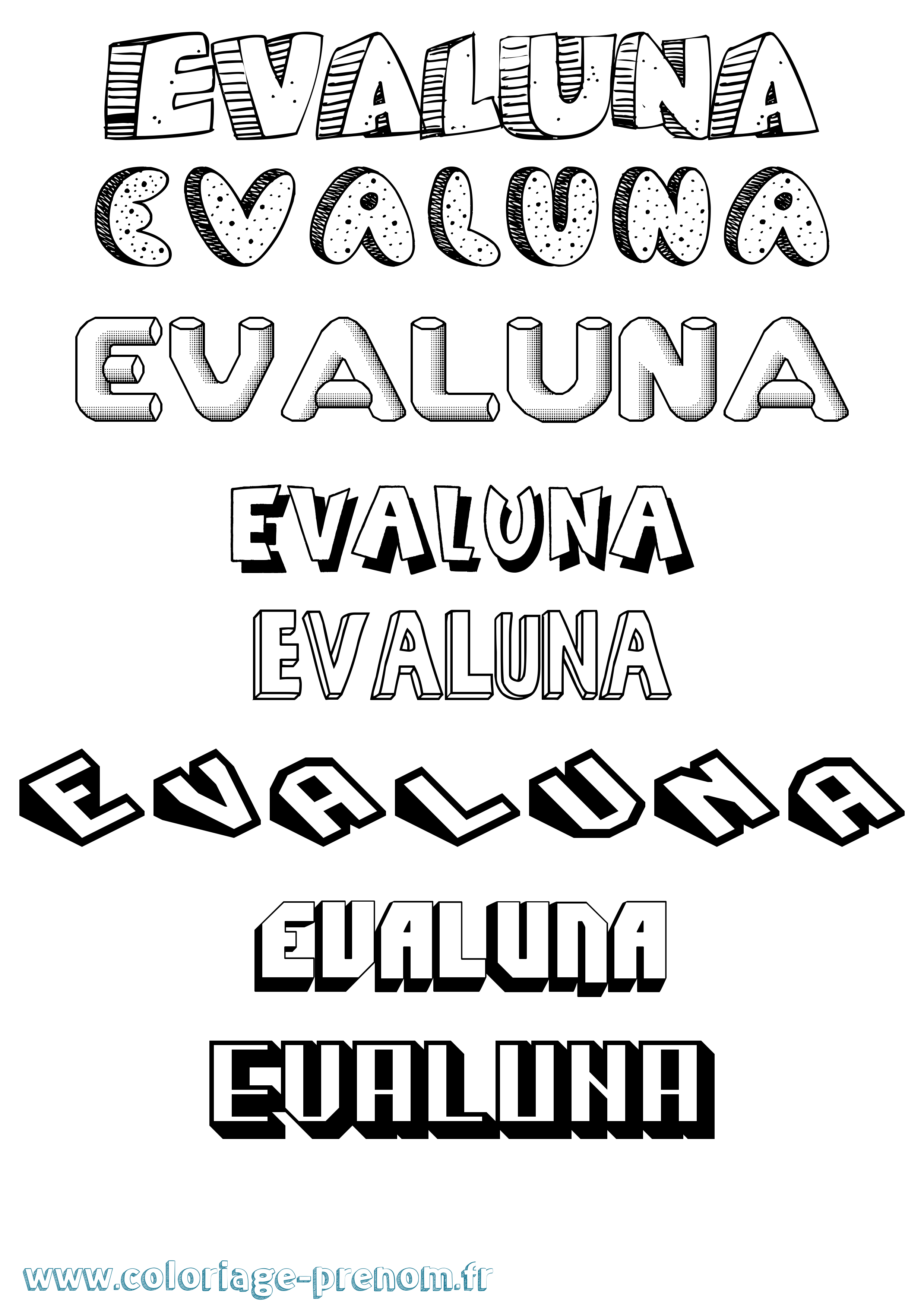Coloriage Evaluna Effet 3D Coloriage prénom Evaluna Effet 3D