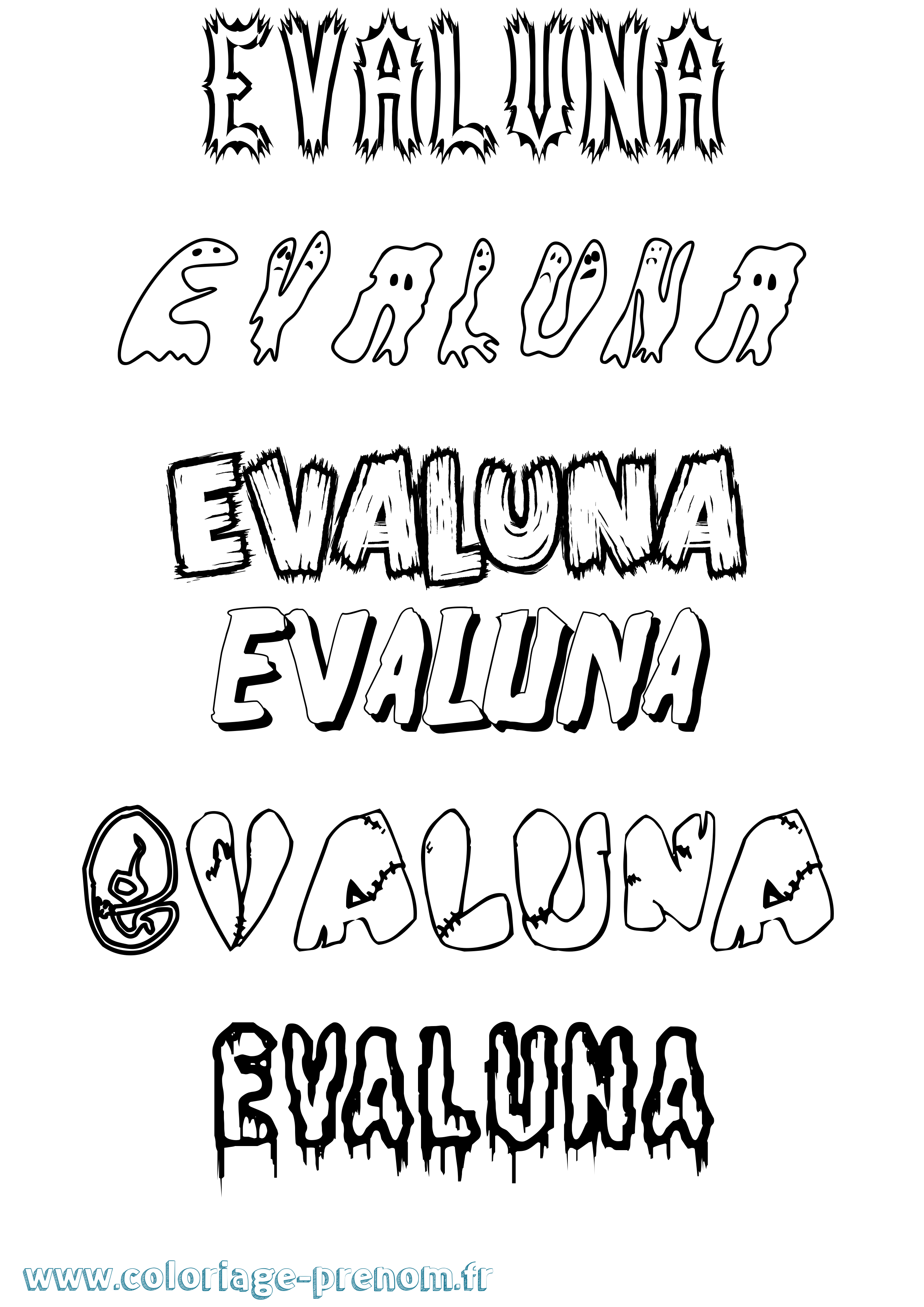 Coloriage Evaluna Frisson Coloriage prénom Evaluna Frisson