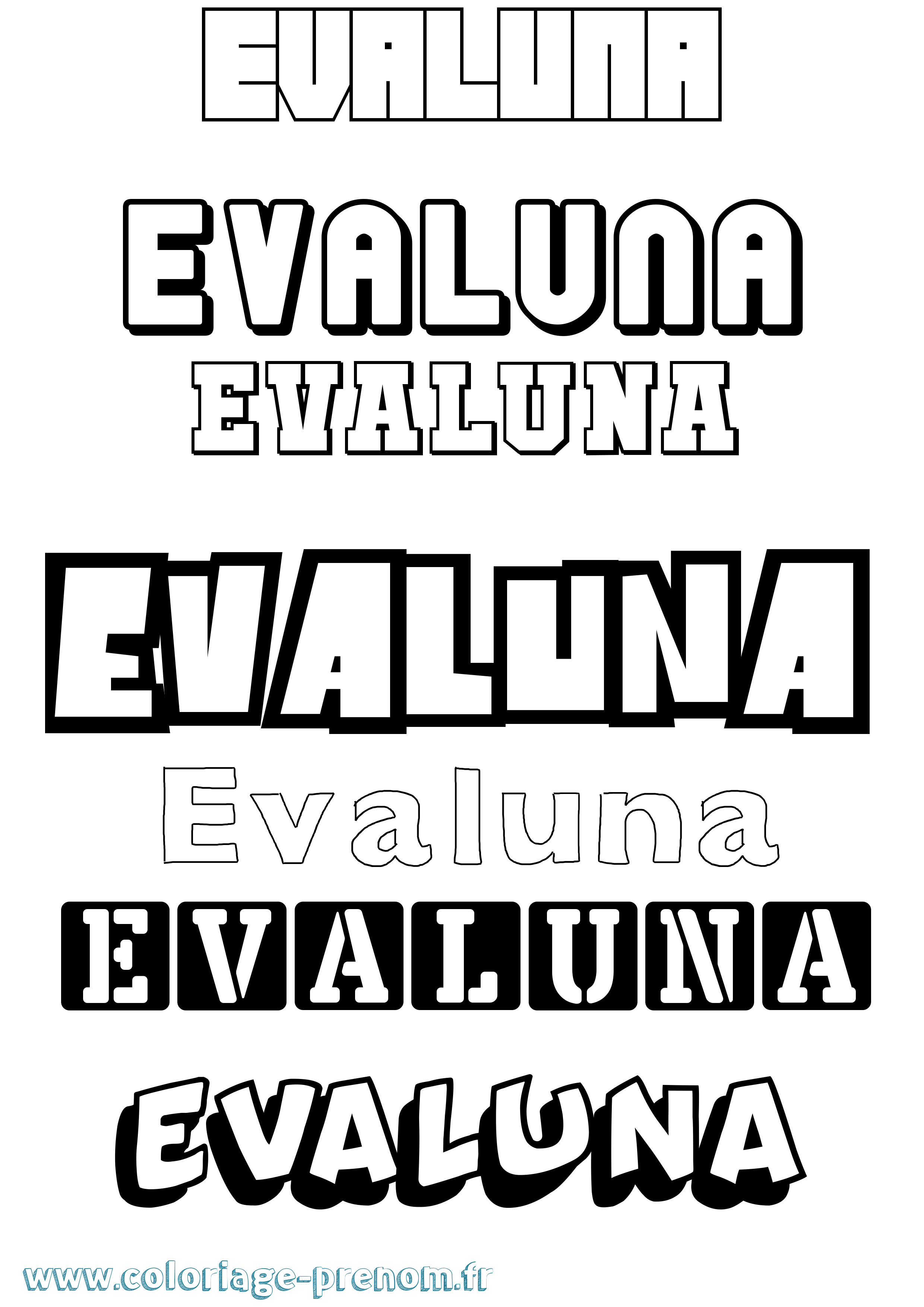 Coloriage Evaluna Simple Coloriage prénom Evaluna Simple