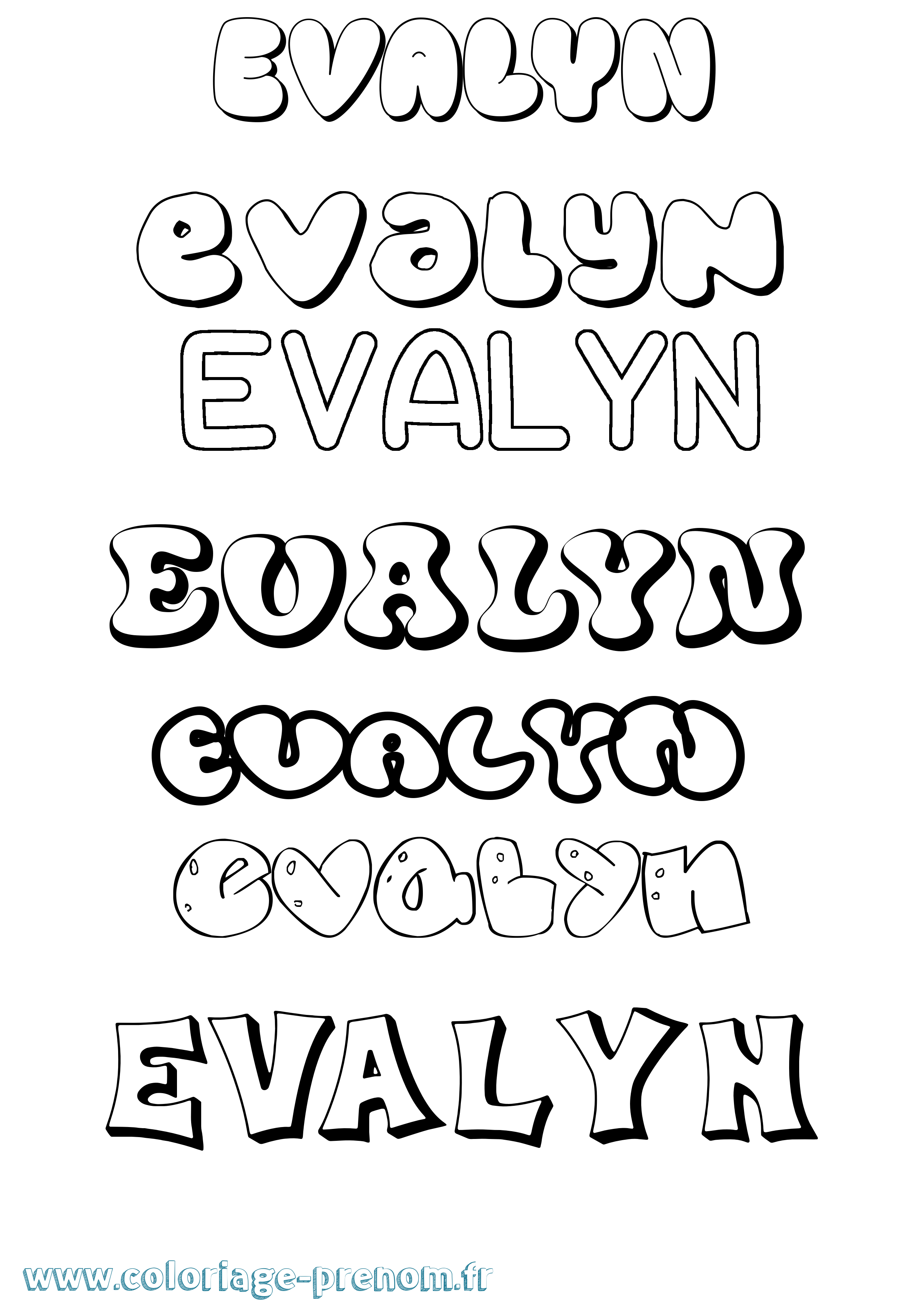 Coloriage Evalyn Bubble Coloriage prénom Evalyn Bubble