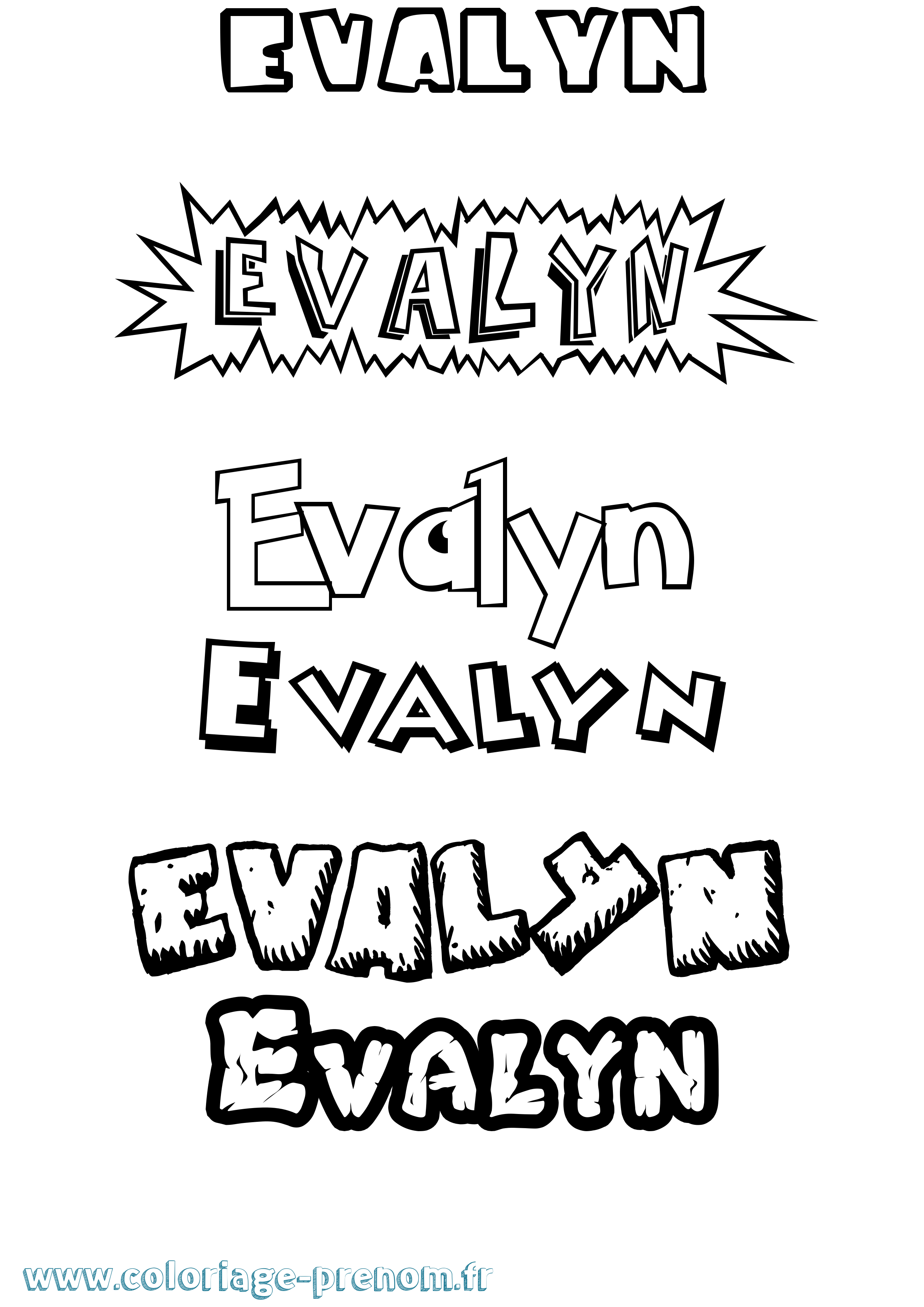 Coloriage Evalyn Dessin Animé Coloriage prénom Evalyn Dessin Animé