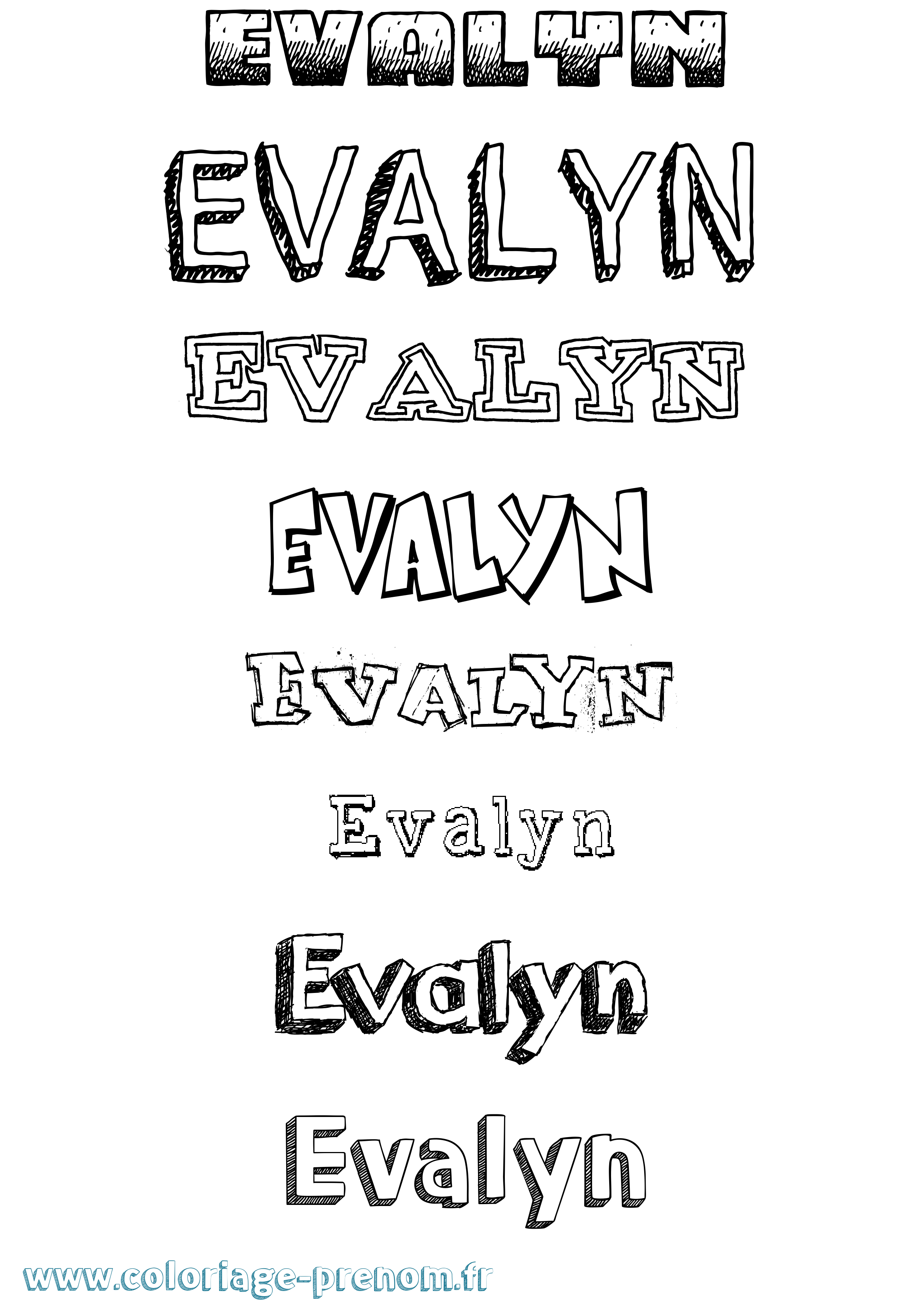 Coloriage Evalyn Dessiné Coloriage prénom Evalyn Dessiné