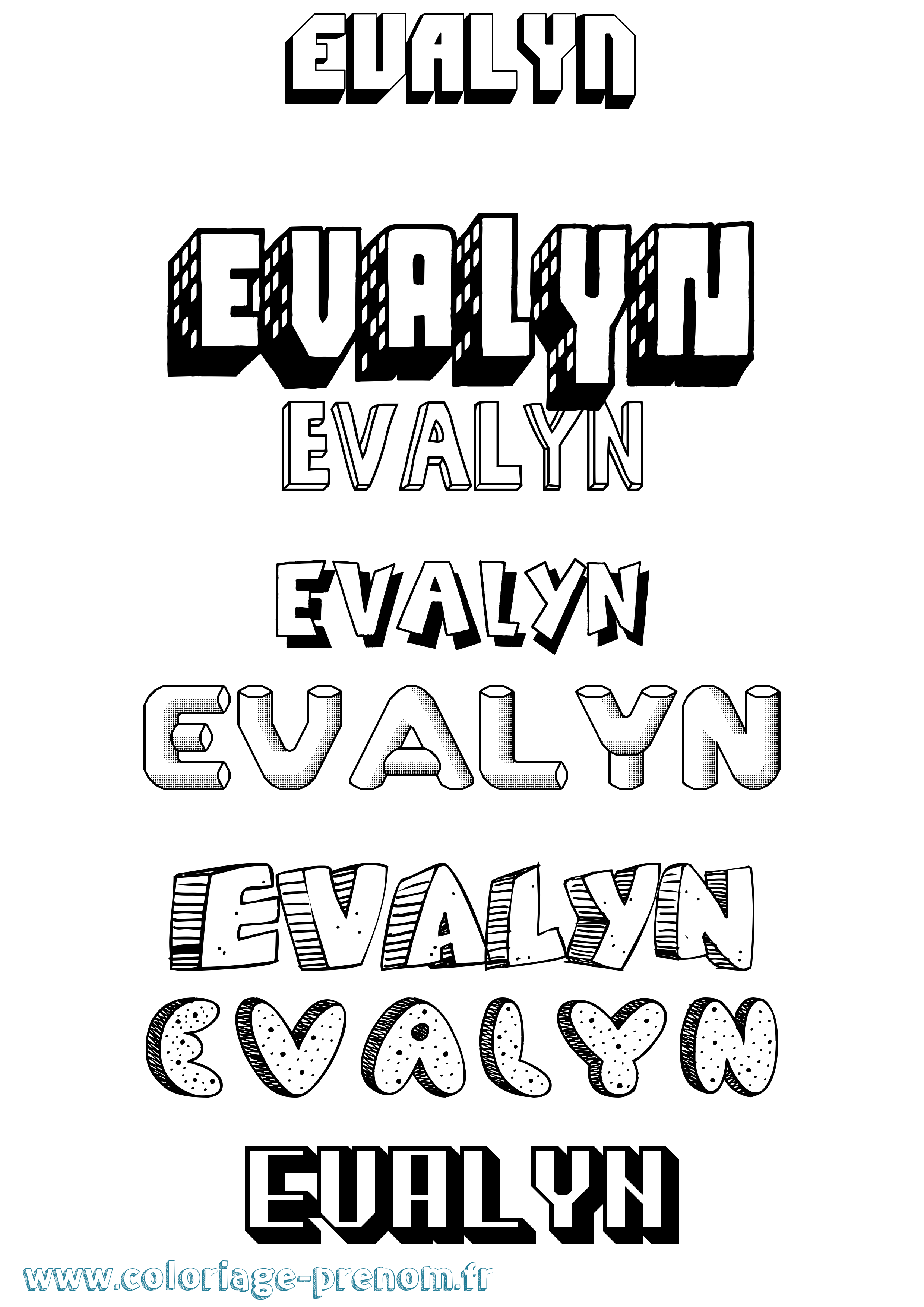 Coloriage Evalyn Effet 3D Coloriage prénom Evalyn Effet 3D