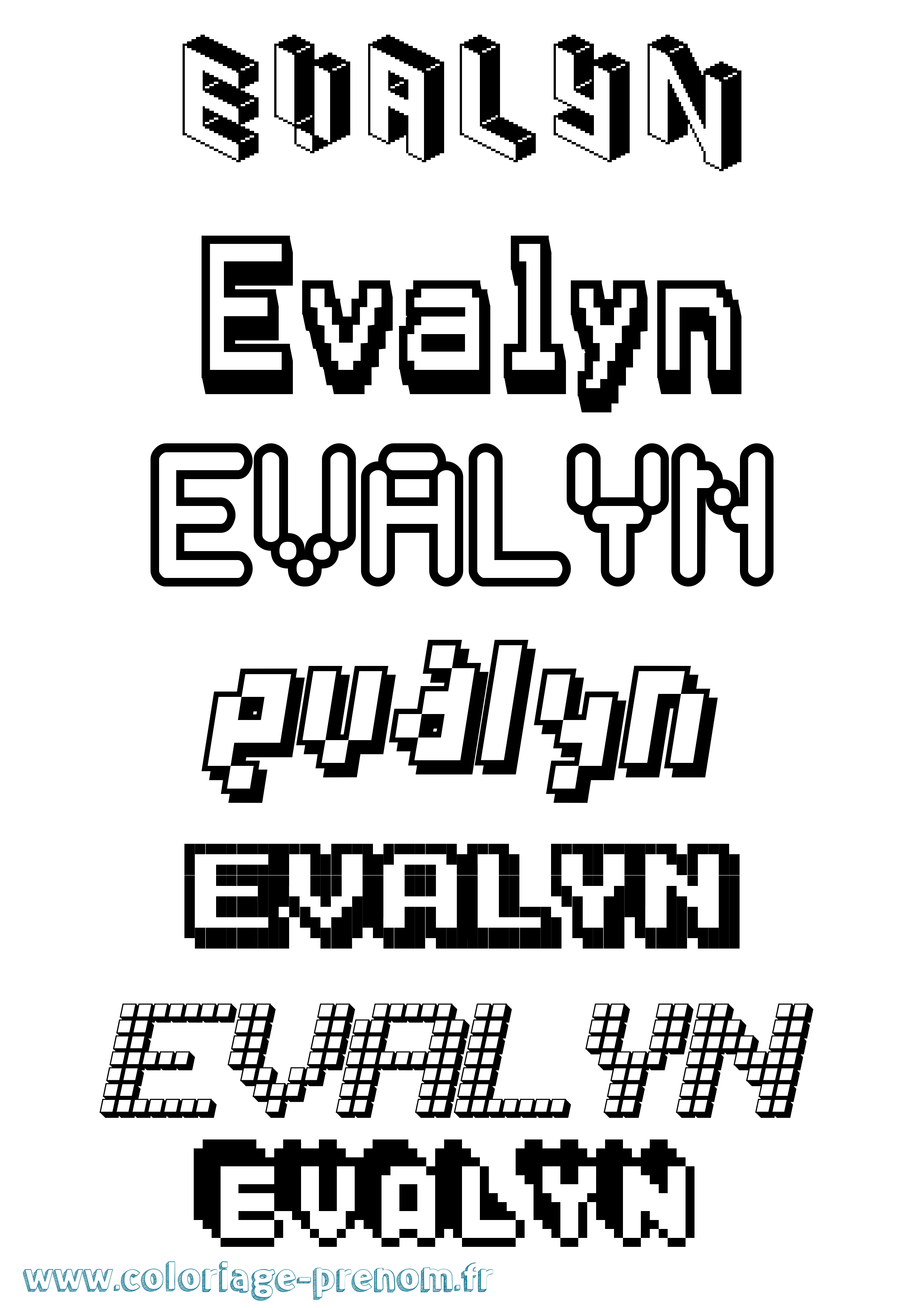 Coloriage Evalyn Pixel Coloriage prénom Evalyn Pixel