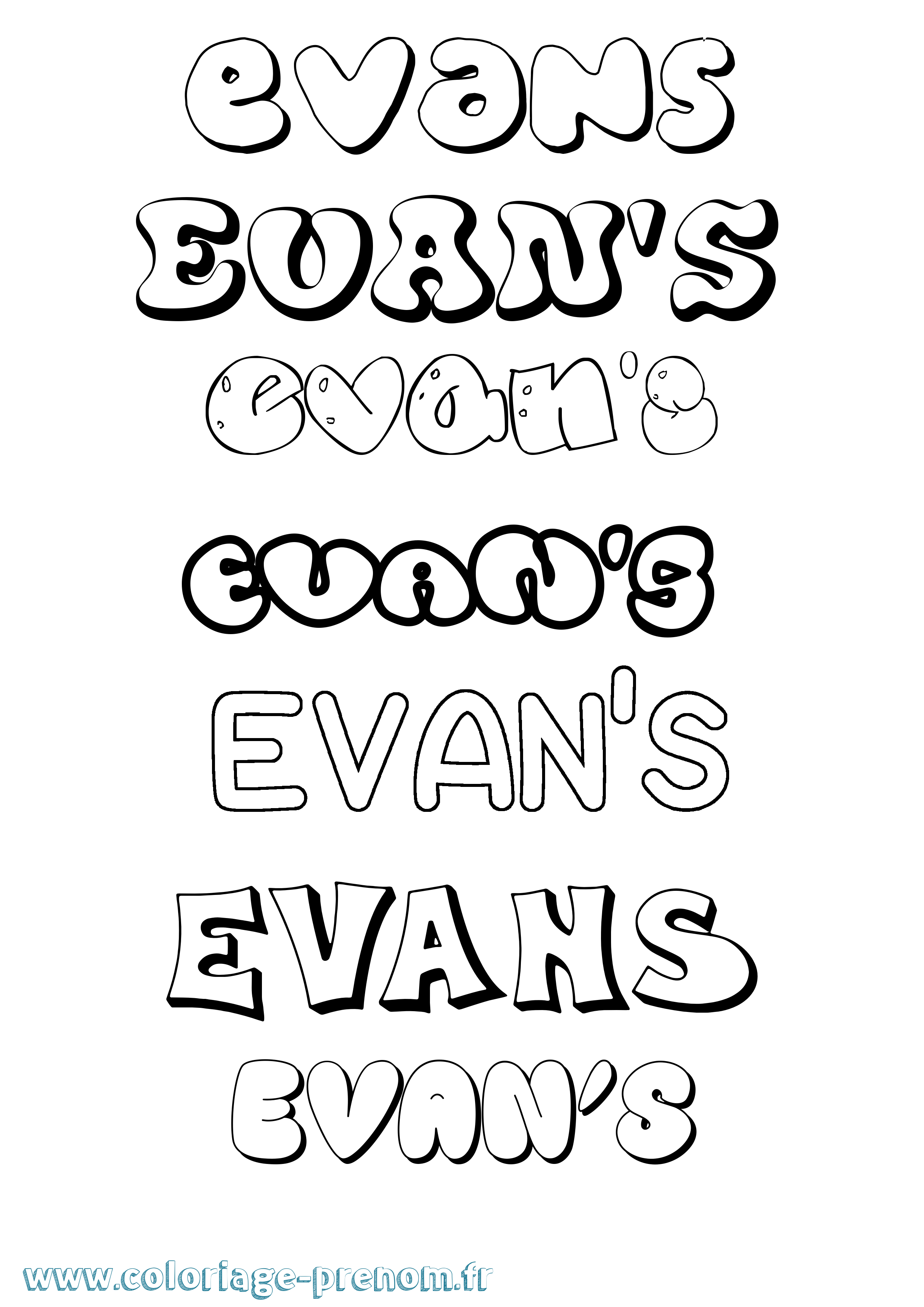 Coloriage Evan'S Bubble Coloriage prénom Evan'S Bubble