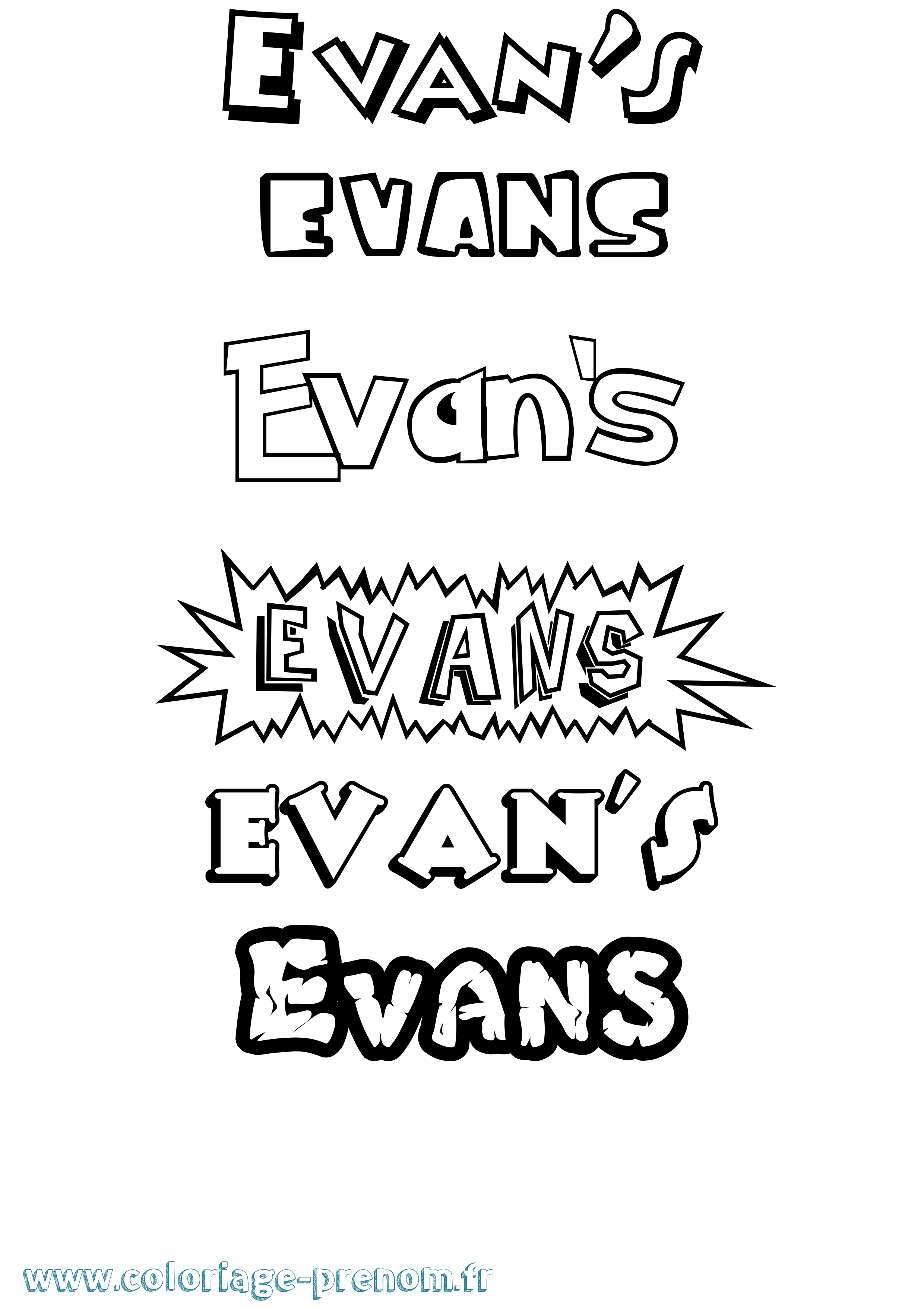 Coloriage Evan'S Dessin Animé Coloriage prénom Evan'S Dessin Animé