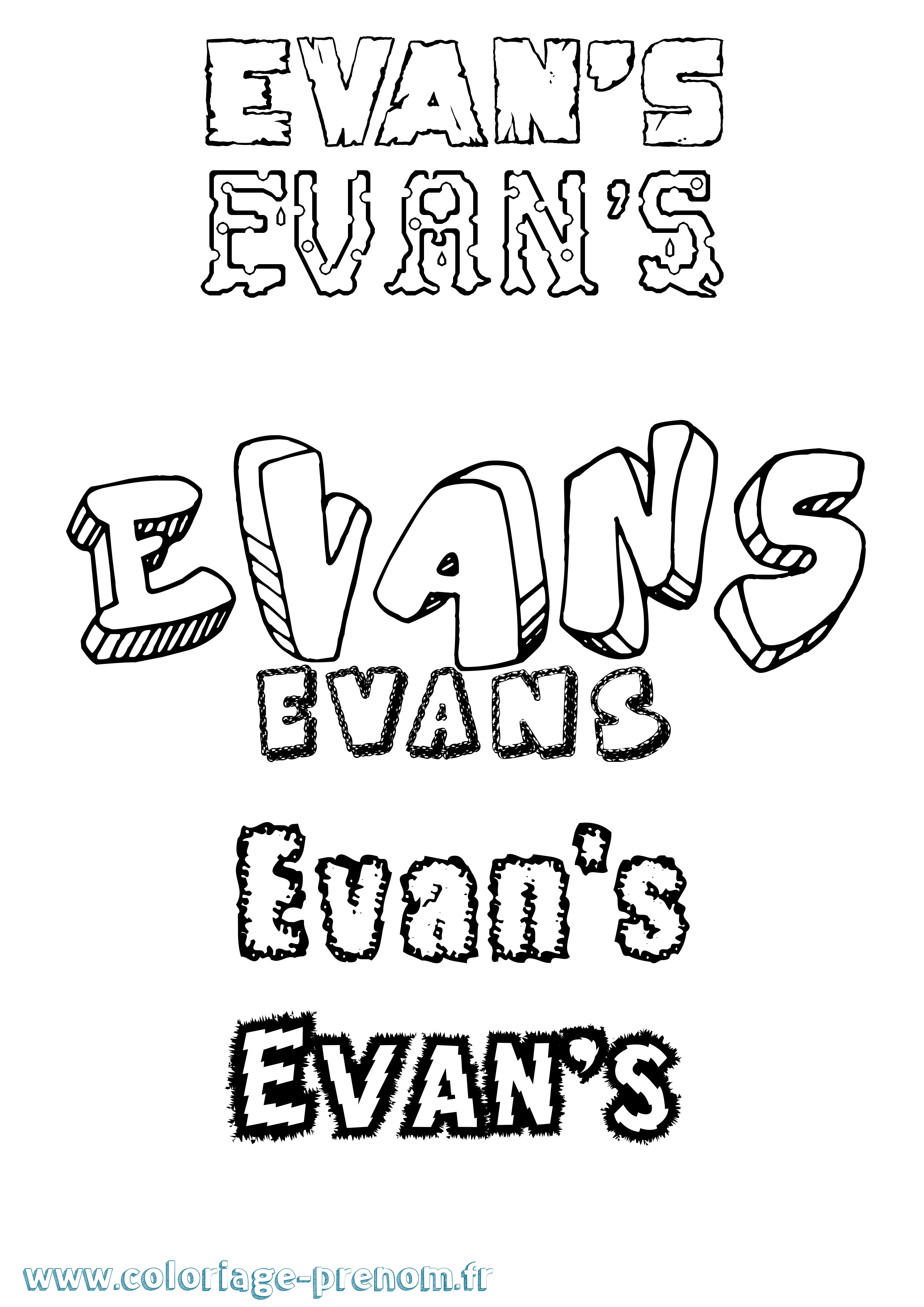 Coloriage Evan'S Destructuré Coloriage prénom Evan'S Destructuré