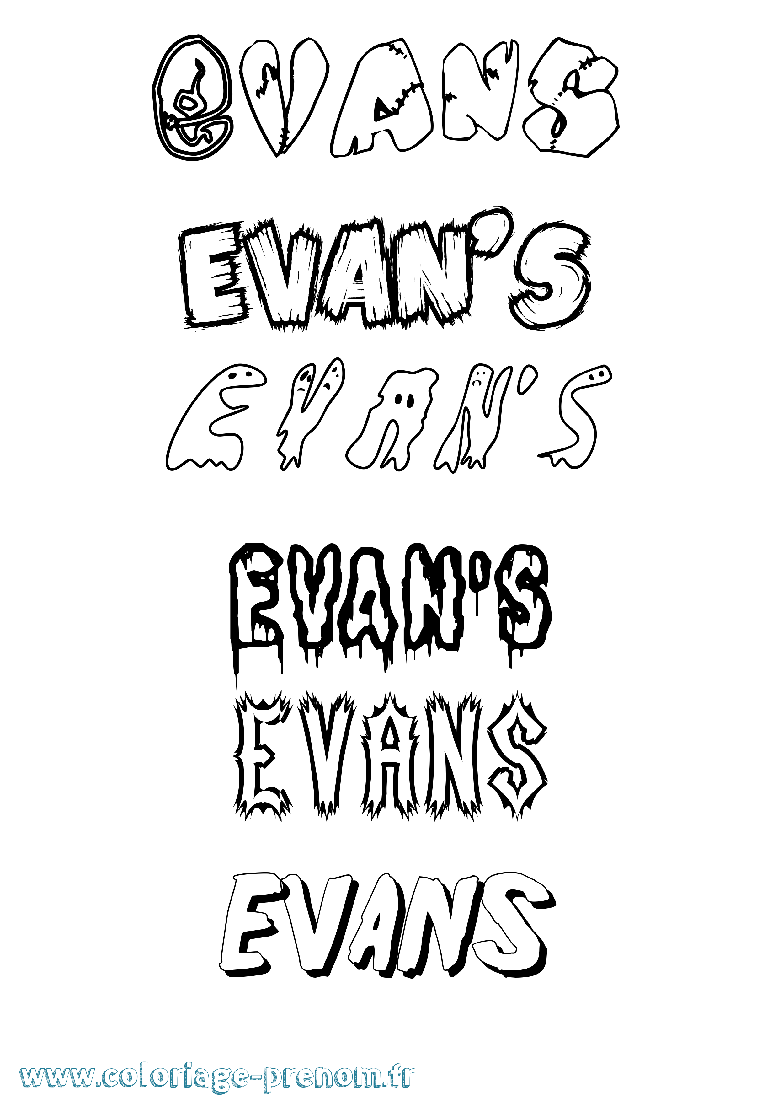 Coloriage Evan'S Frisson Coloriage prénom Evan'S Frisson