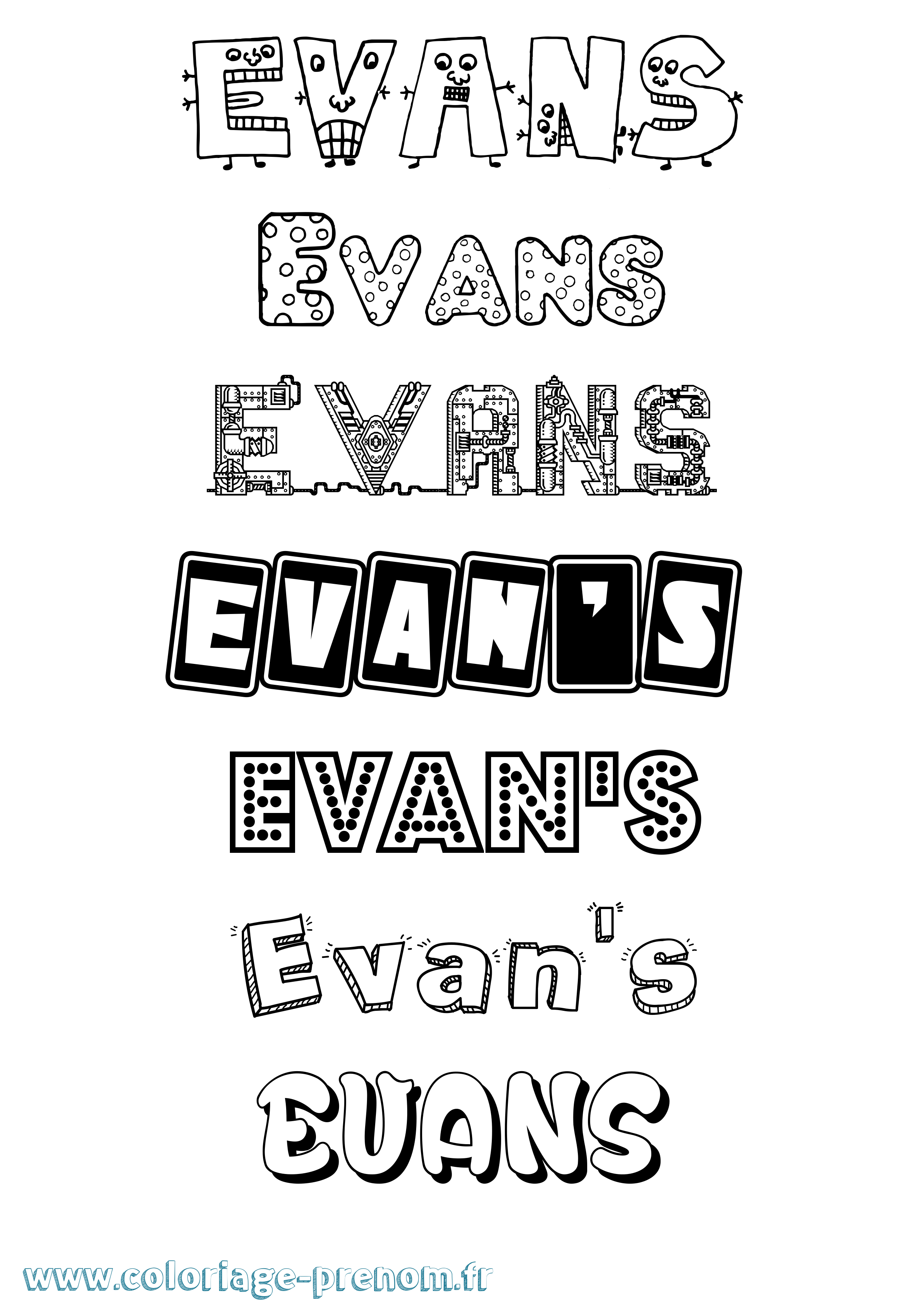 Coloriage Evan'S Fun Coloriage prénom Evan'S Fun