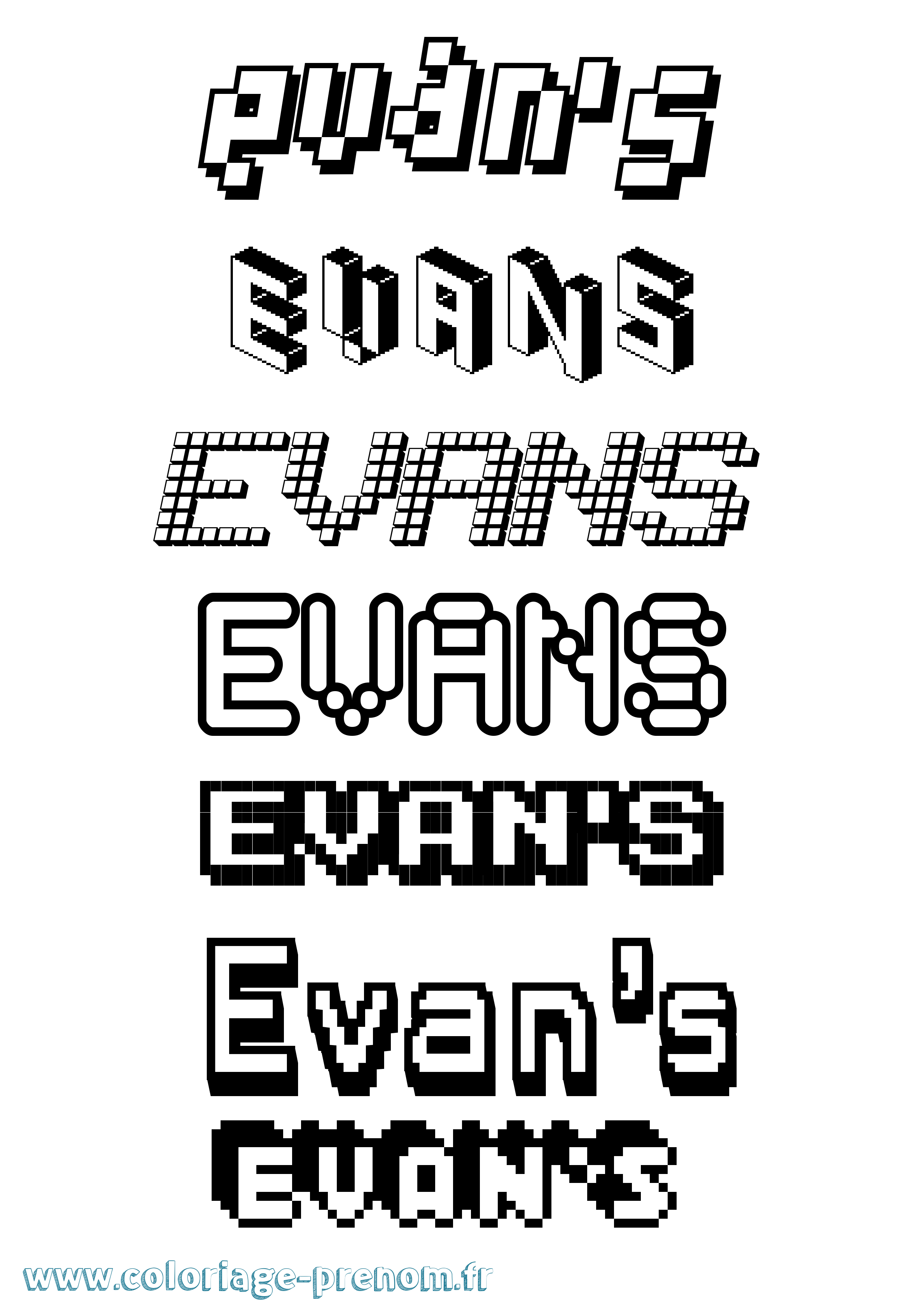 Coloriage Evan'S Pixel Coloriage prénom Evan'S Pixel