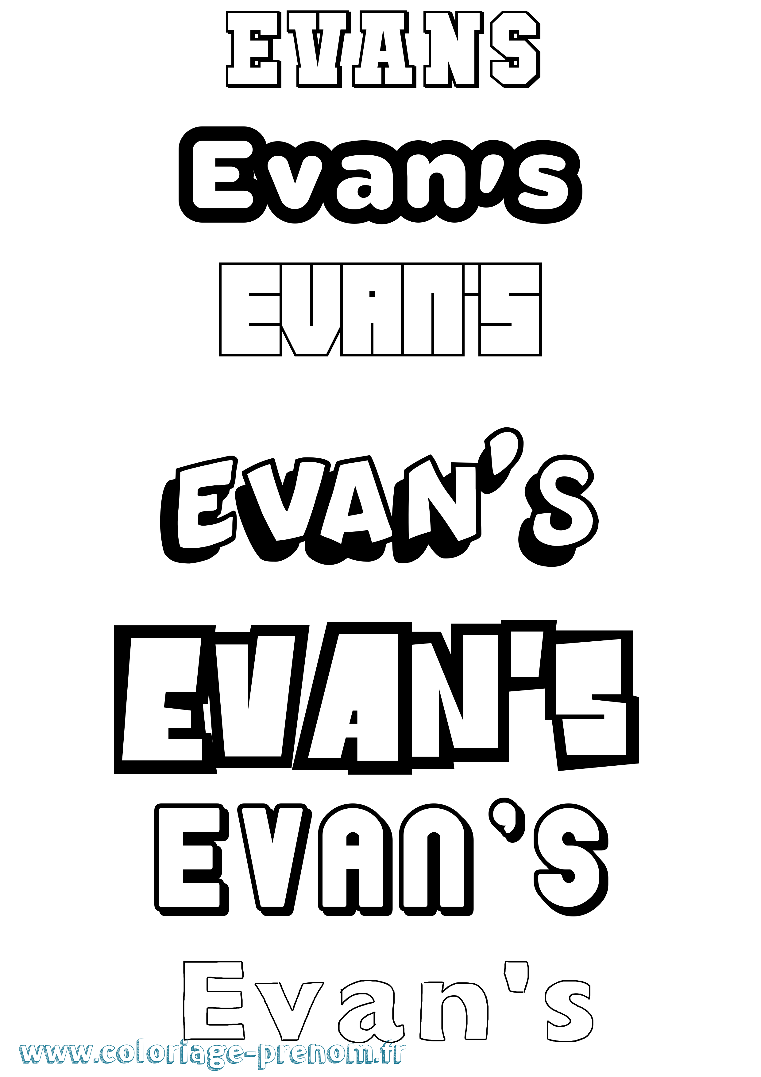 Coloriage Evan'S Simple Coloriage prénom Evan'S Simple