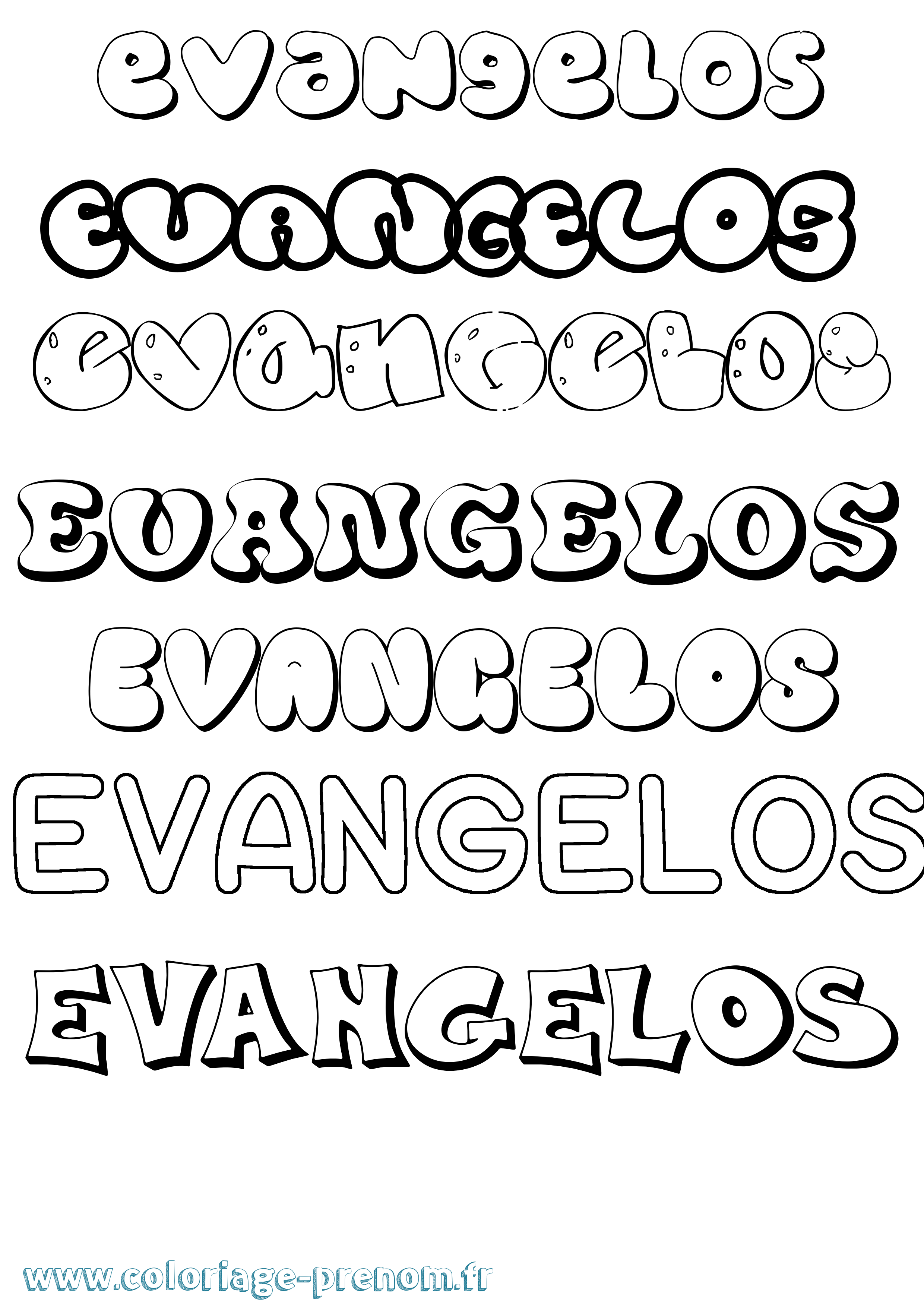 Coloriage Evangelos Bubble Coloriage prénom Evangelos Bubble