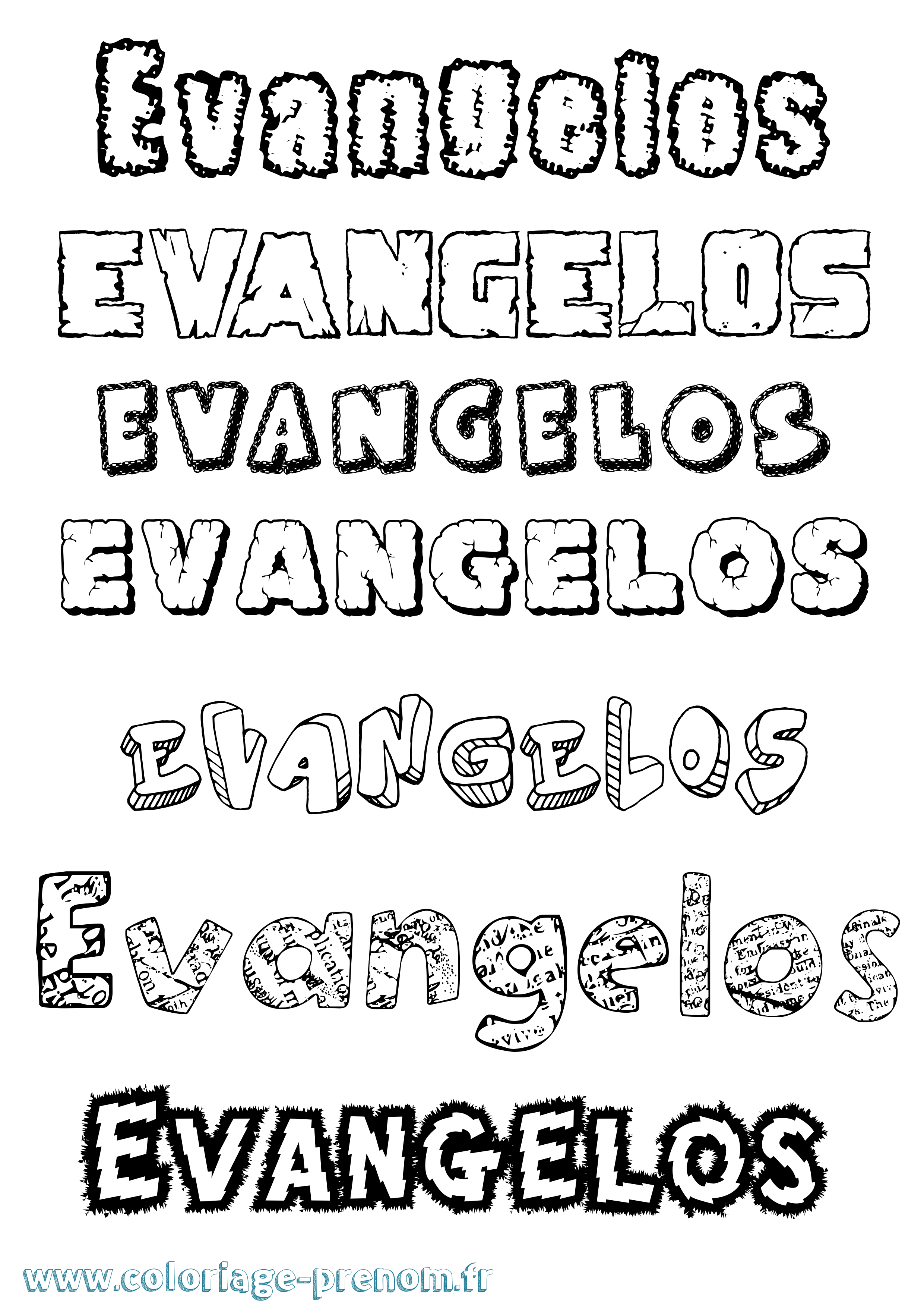 Coloriage Evangelos Destructuré Coloriage prénom Evangelos Destructuré