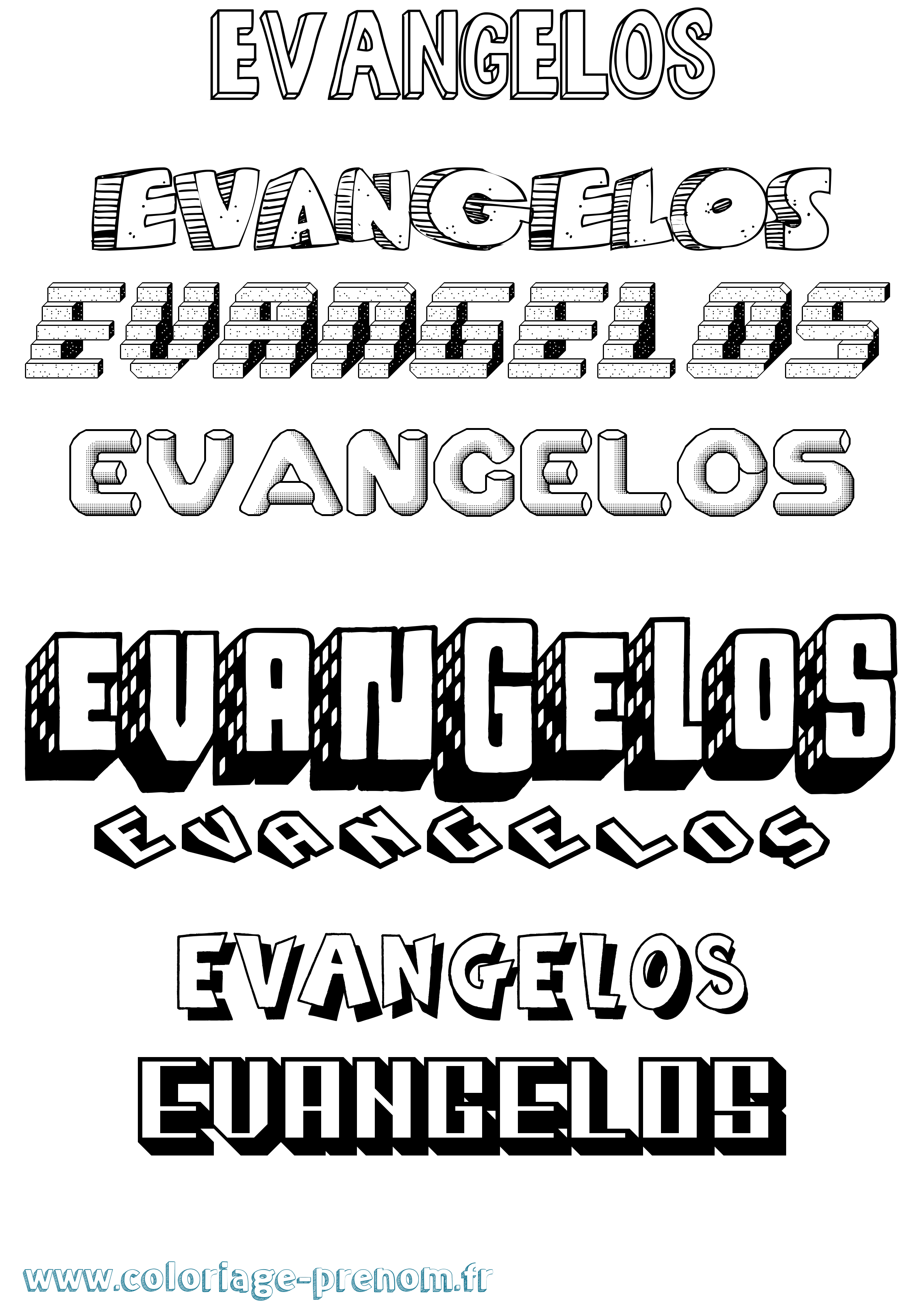 Coloriage Evangelos Effet 3D Coloriage prénom Evangelos Effet 3D