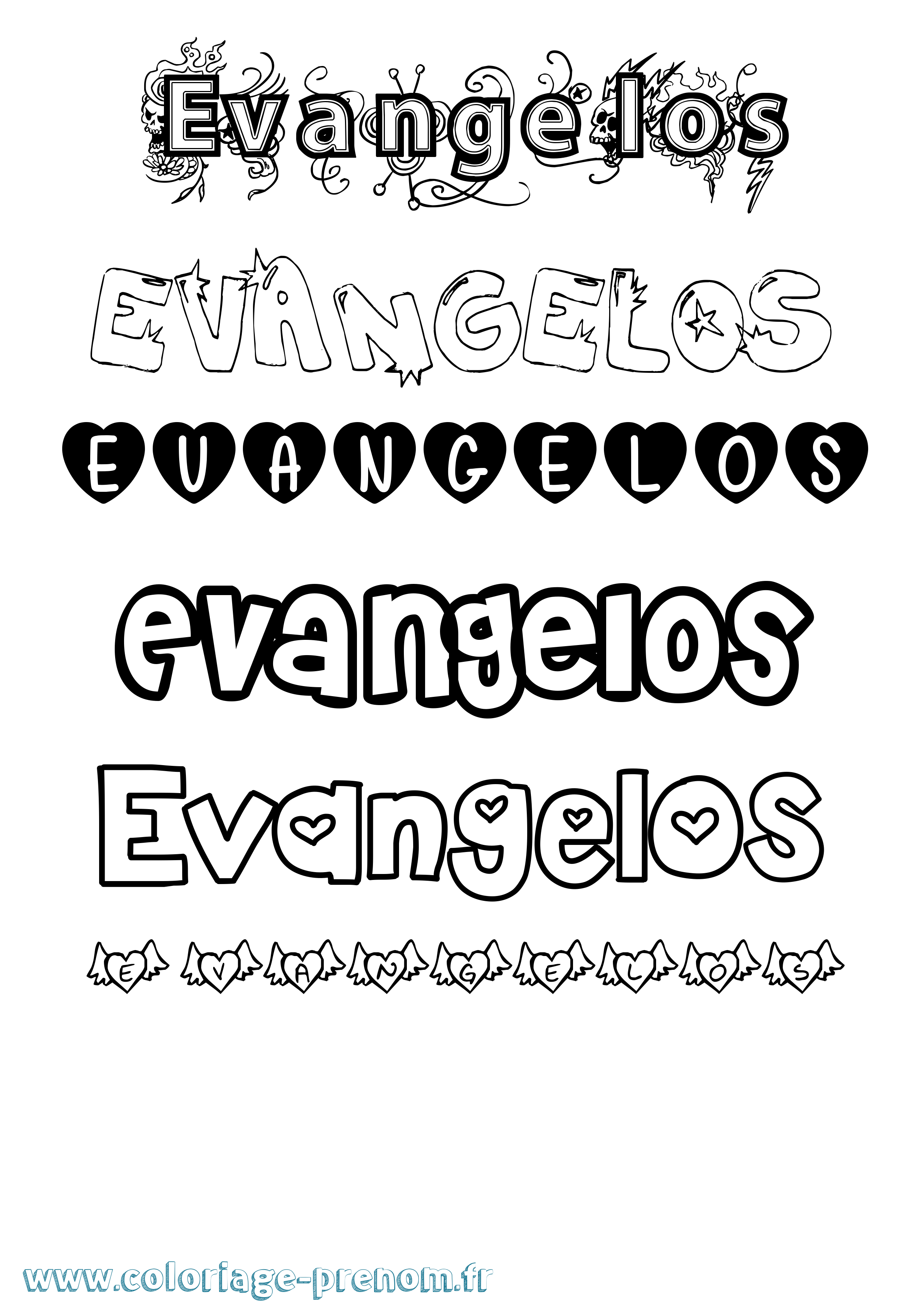 Coloriage Evangelos Girly Coloriage prénom Evangelos Girly