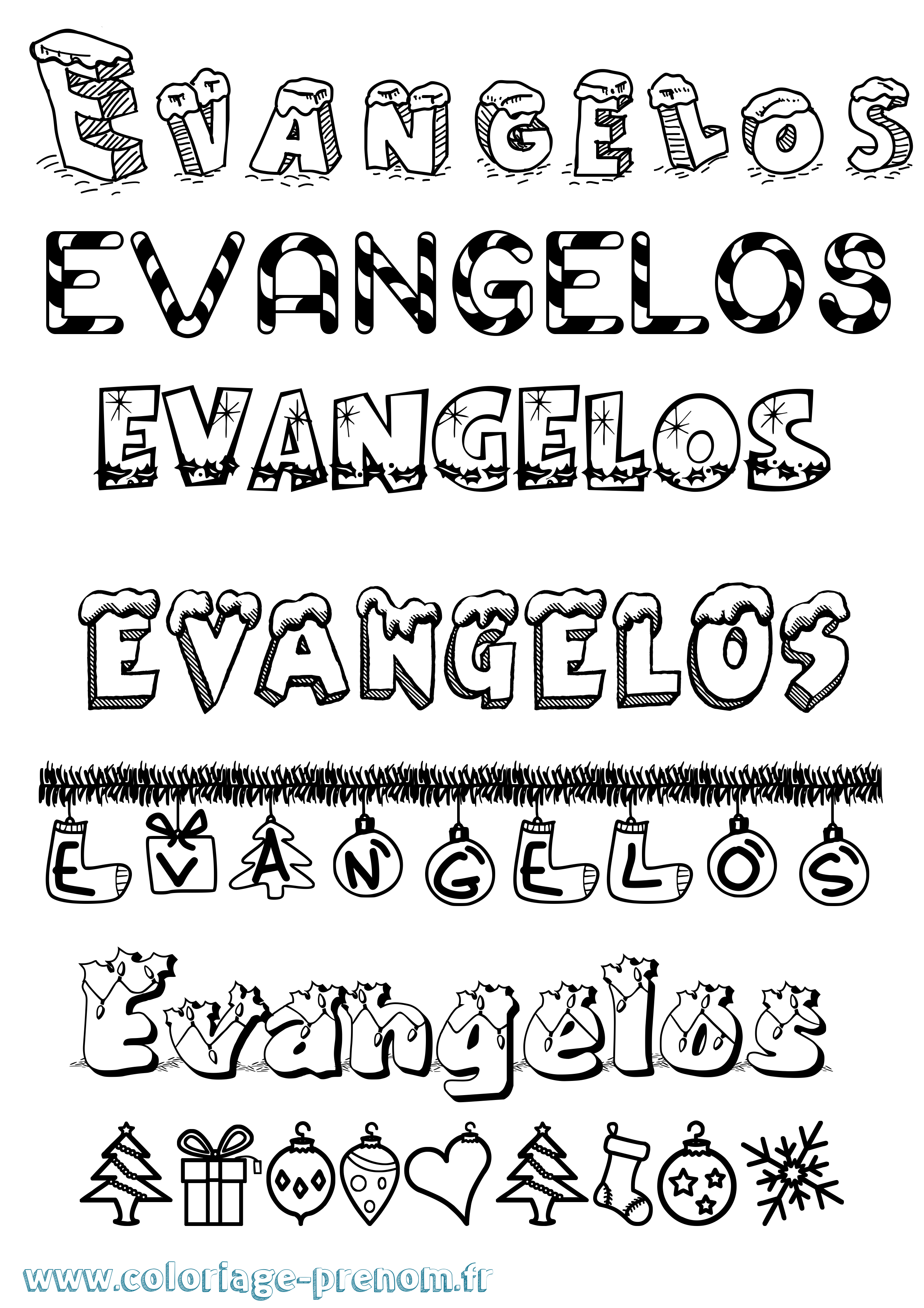 Coloriage Evangelos Noël Coloriage prénom Evangelos Noël