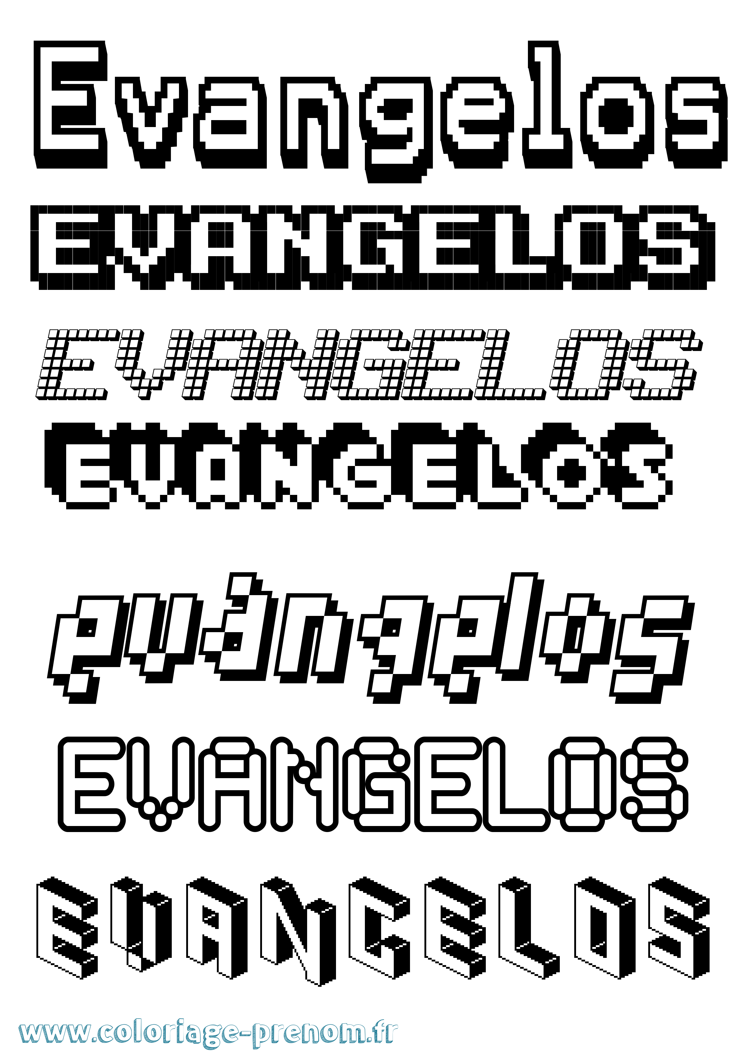 Coloriage Evangelos Pixel Coloriage prénom Evangelos Pixel