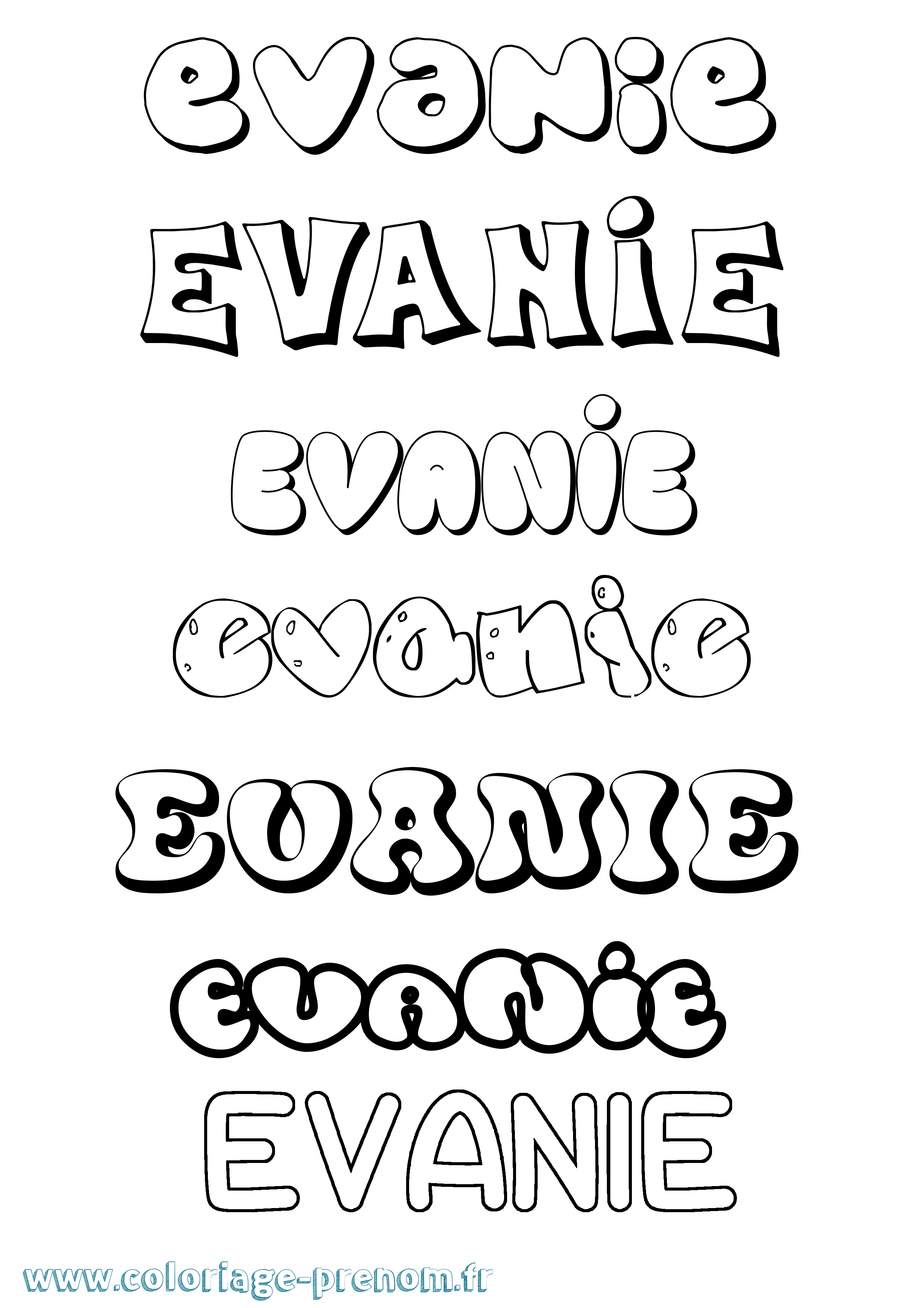 Coloriage Evanie Bubble Coloriage prénom Evanie Bubble