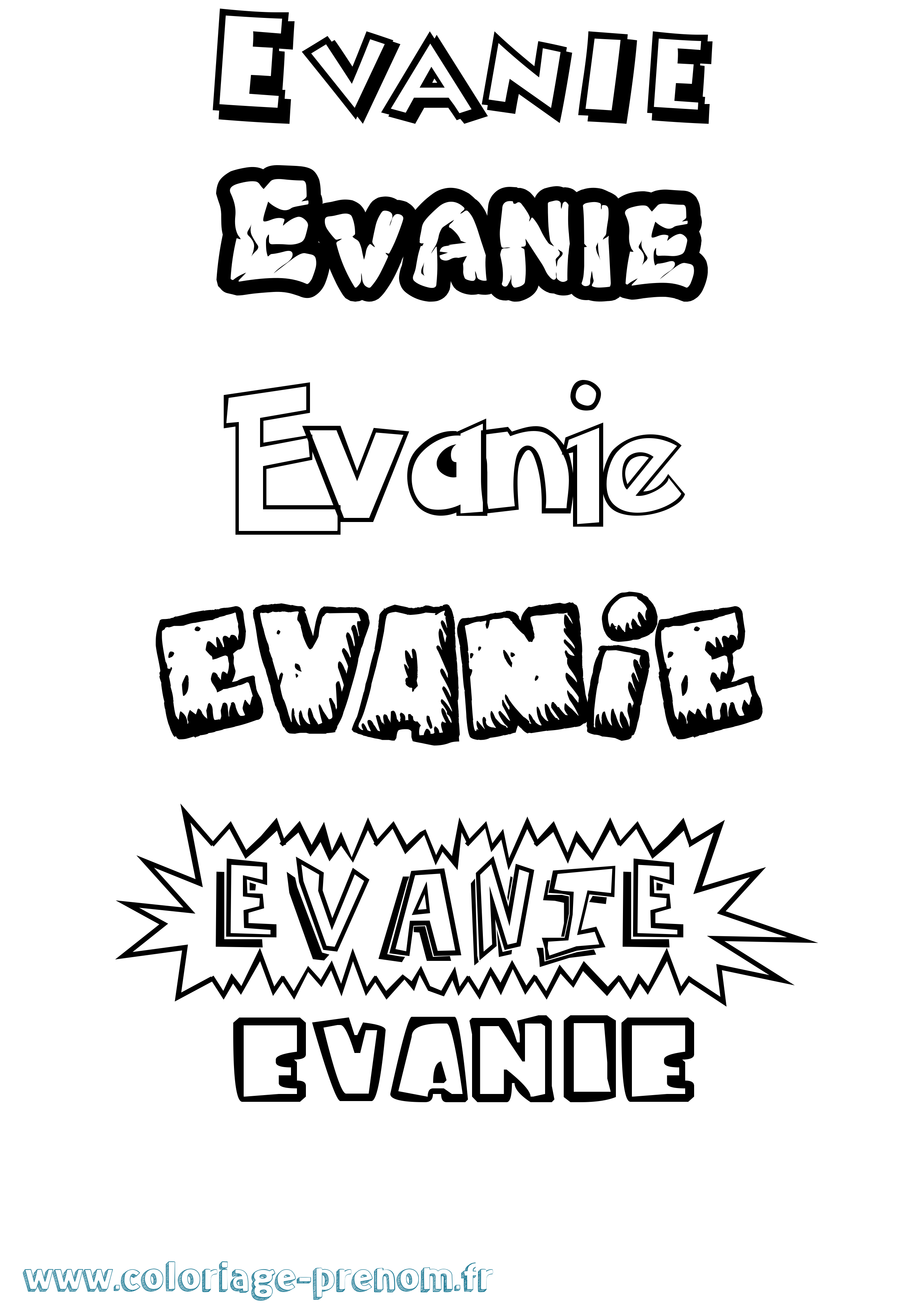 Coloriage Evanie Dessin Animé Coloriage prénom Evanie Dessin Animé