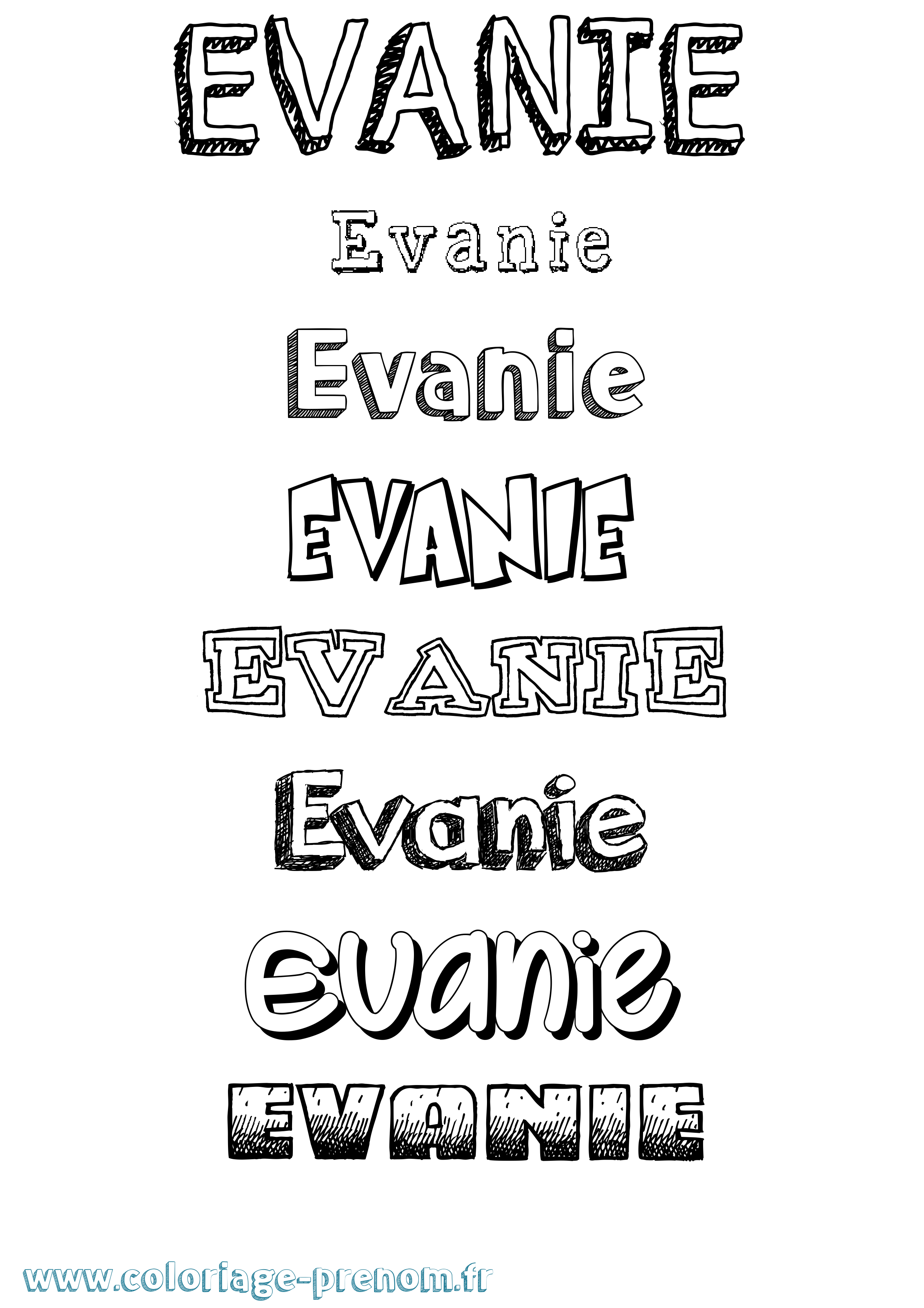 Coloriage Evanie Dessiné Coloriage prénom Evanie Dessiné