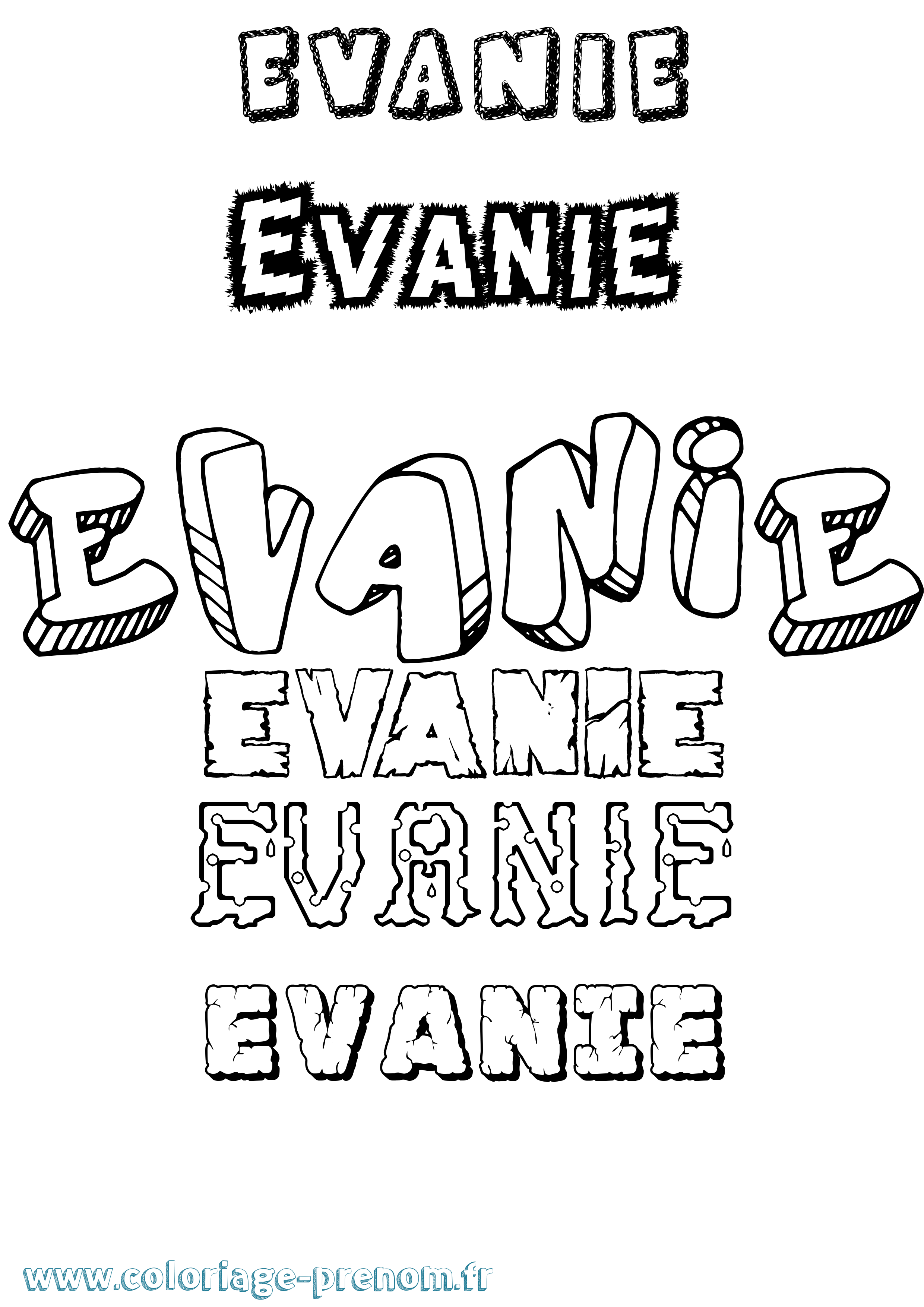 Coloriage Evanie Destructuré Coloriage prénom Evanie Destructuré