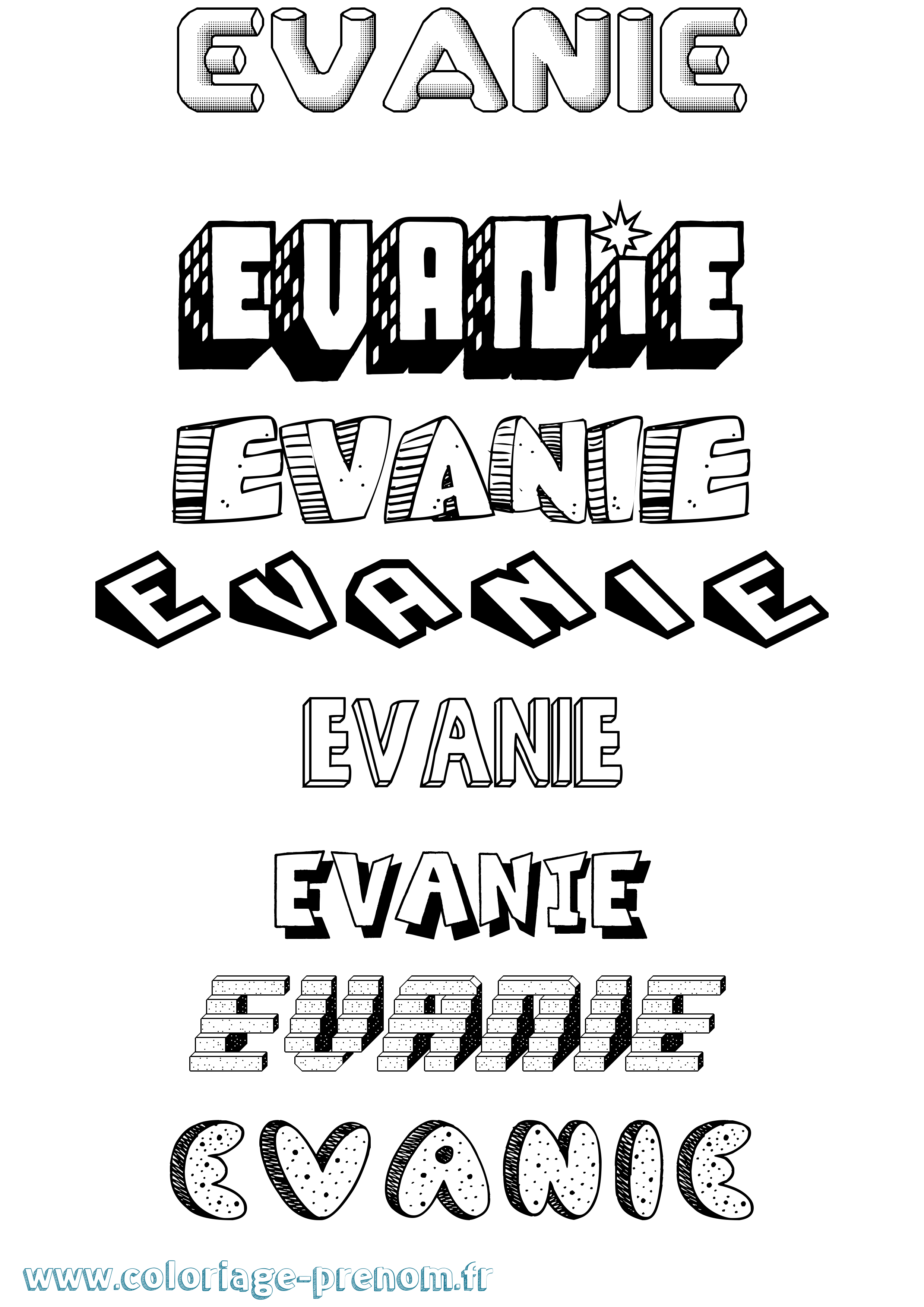 Coloriage Evanie Effet 3D Coloriage prénom Evanie Effet 3D