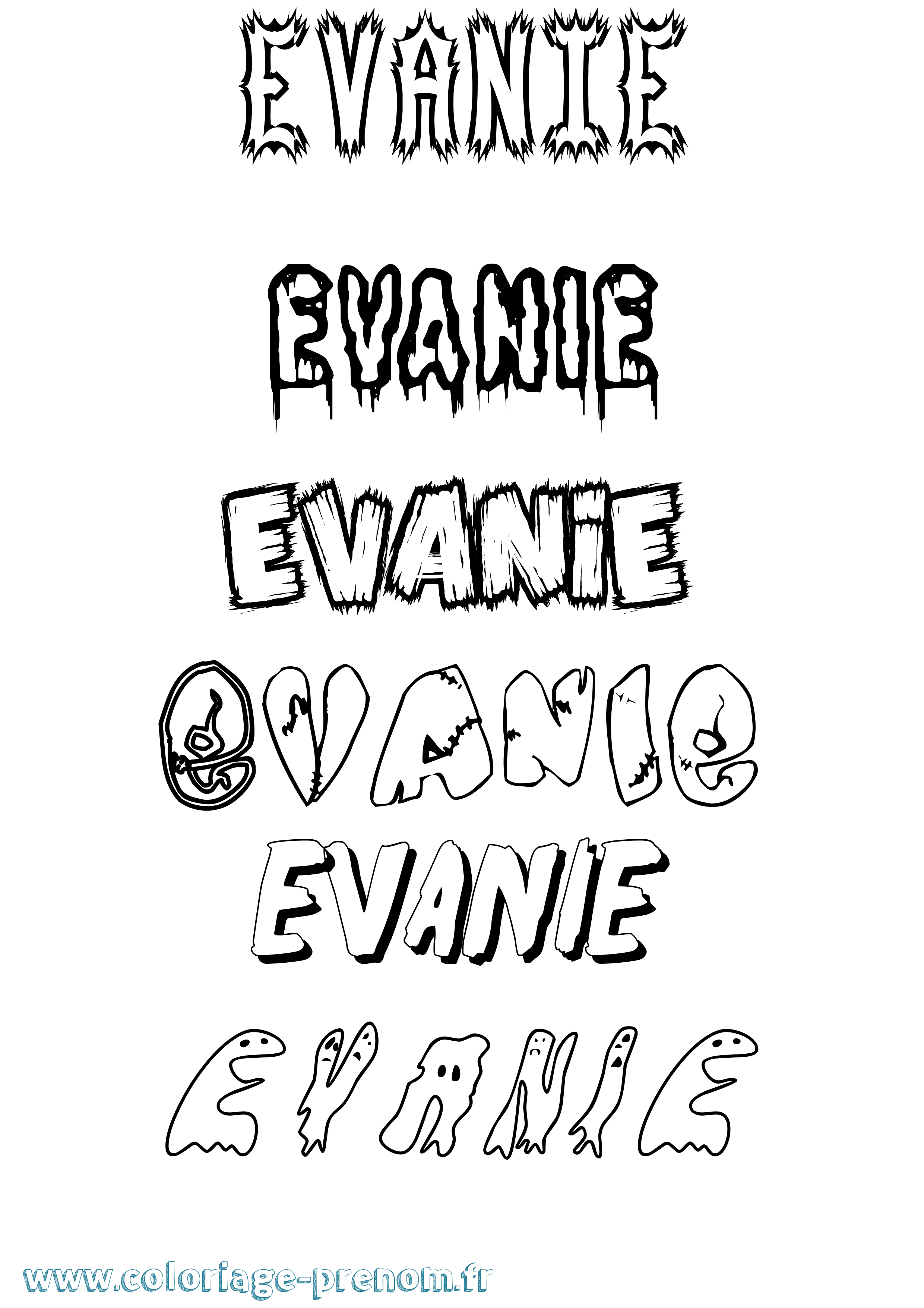 Coloriage Evanie Frisson Coloriage prénom Evanie Frisson