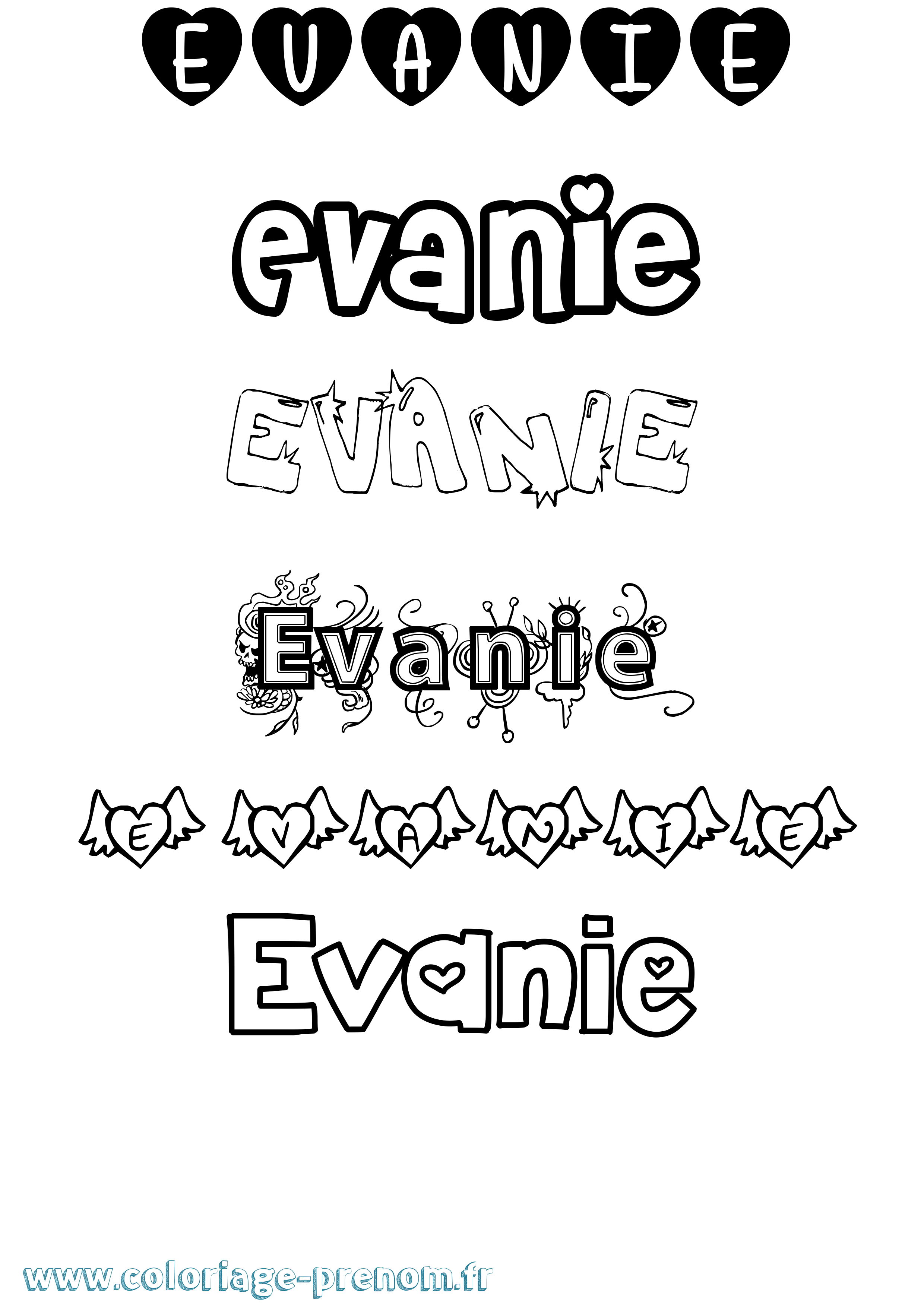 Coloriage Evanie Girly Coloriage prénom Evanie Girly