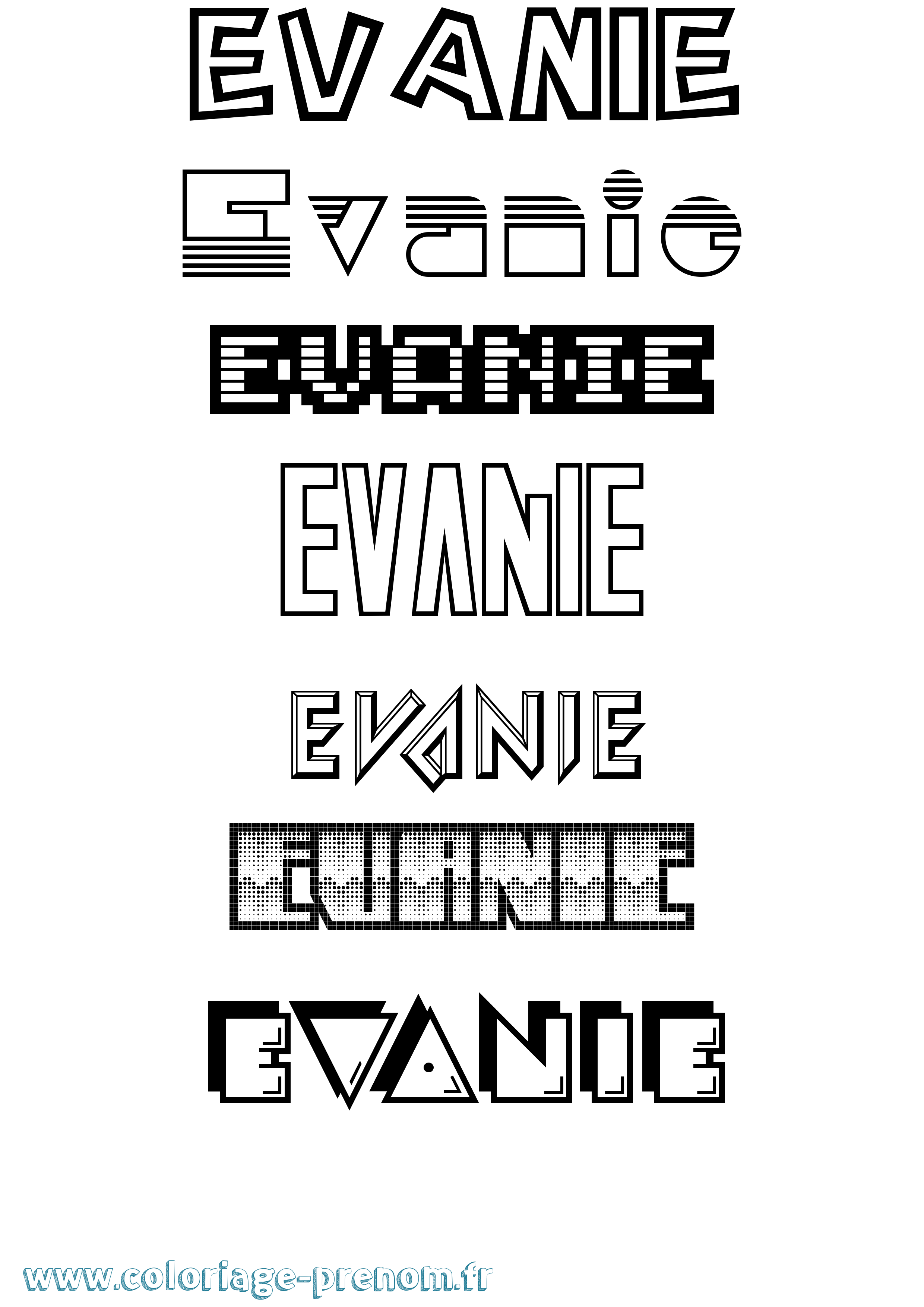 Coloriage Evanie Jeux Vidéos Coloriage prénom Evanie Jeux Vidéos
