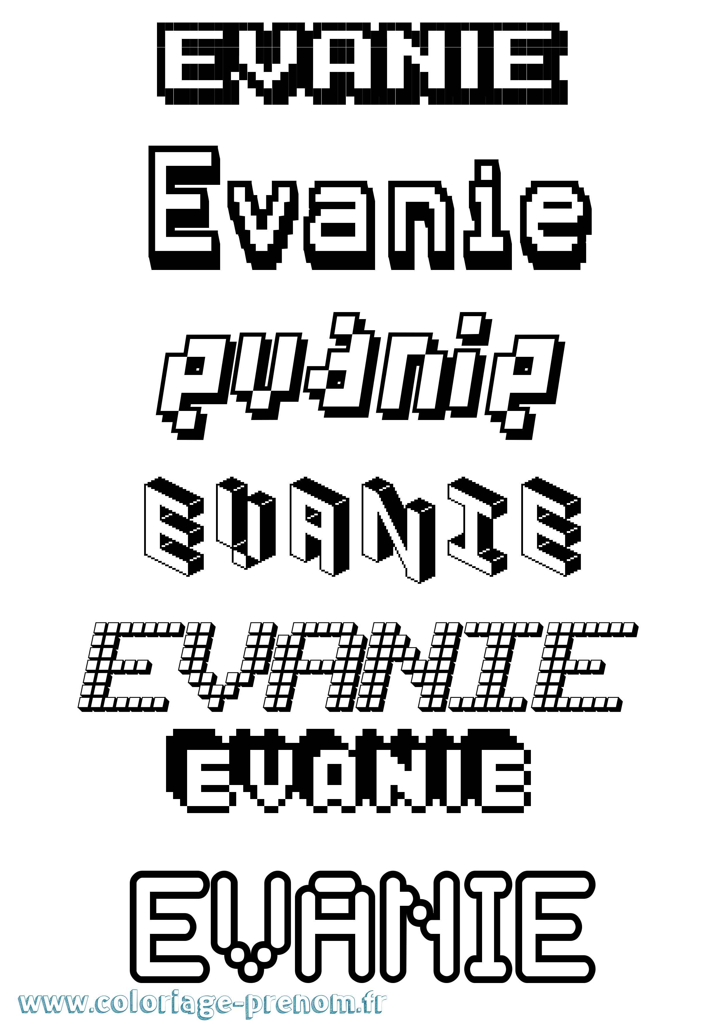 Coloriage Evanie Pixel Coloriage prénom Evanie Pixel