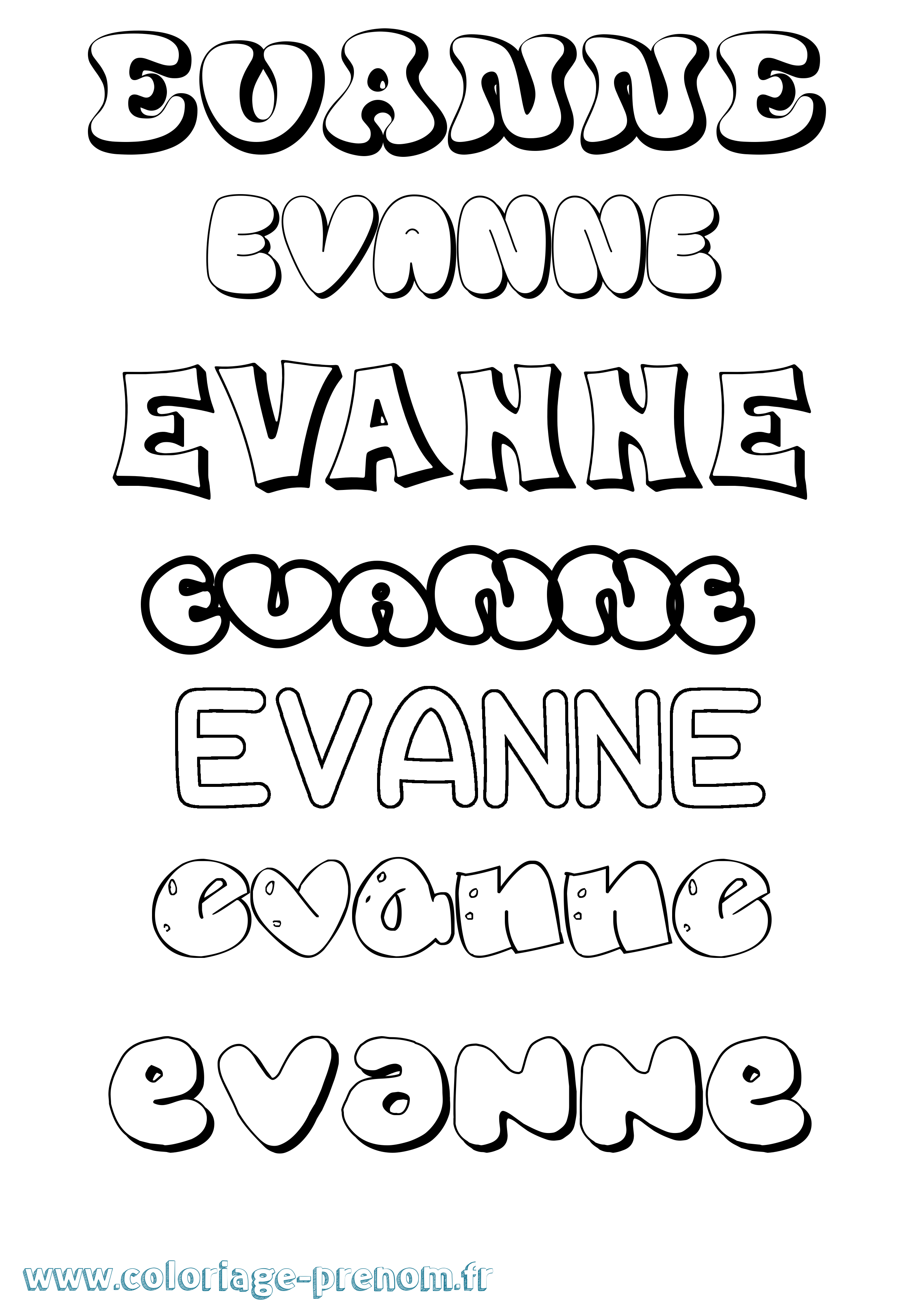 Coloriage Evanne Bubble Coloriage prénom Evanne Bubble