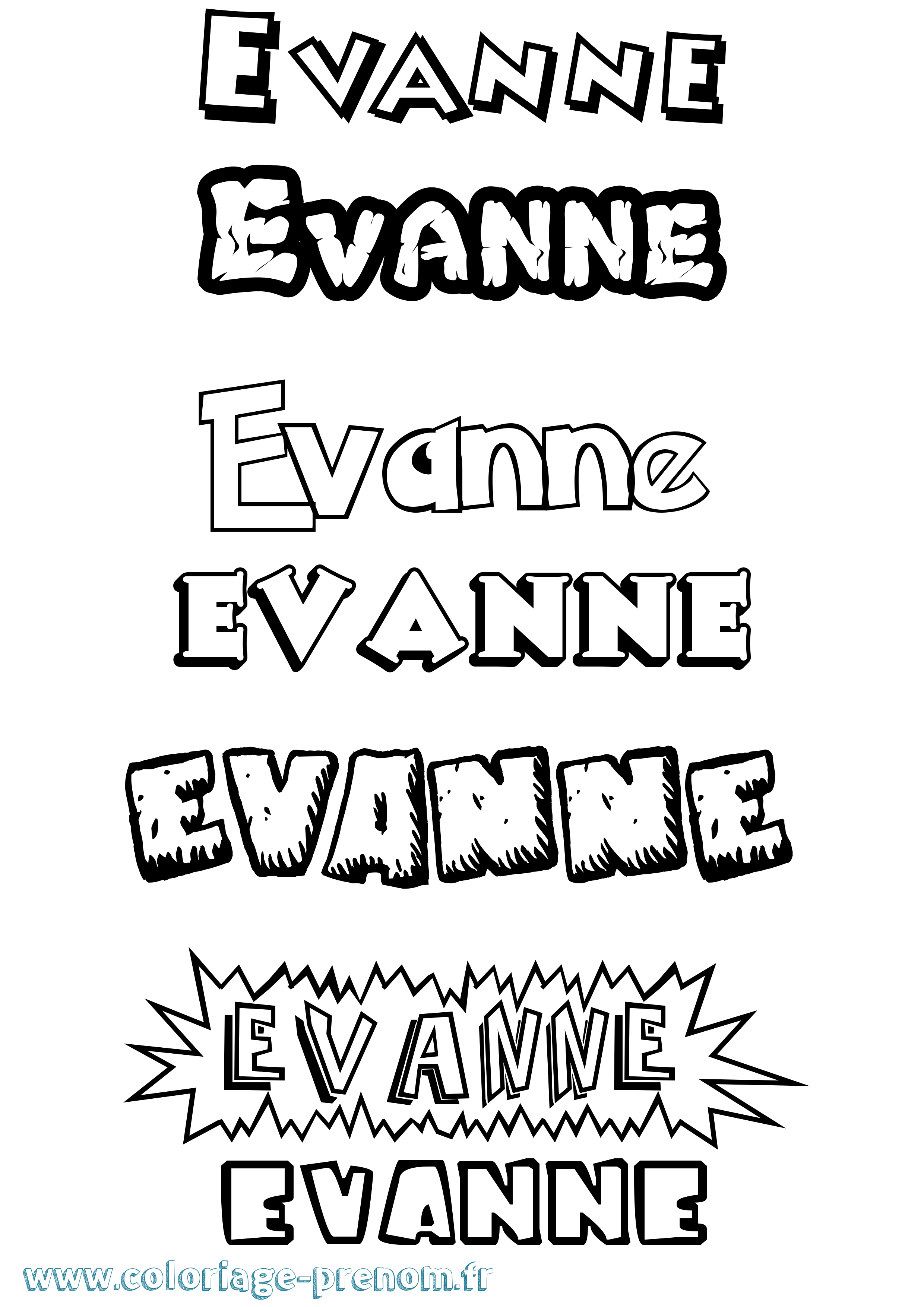 Coloriage Evanne Dessin Animé Coloriage prénom Evanne Dessin Animé