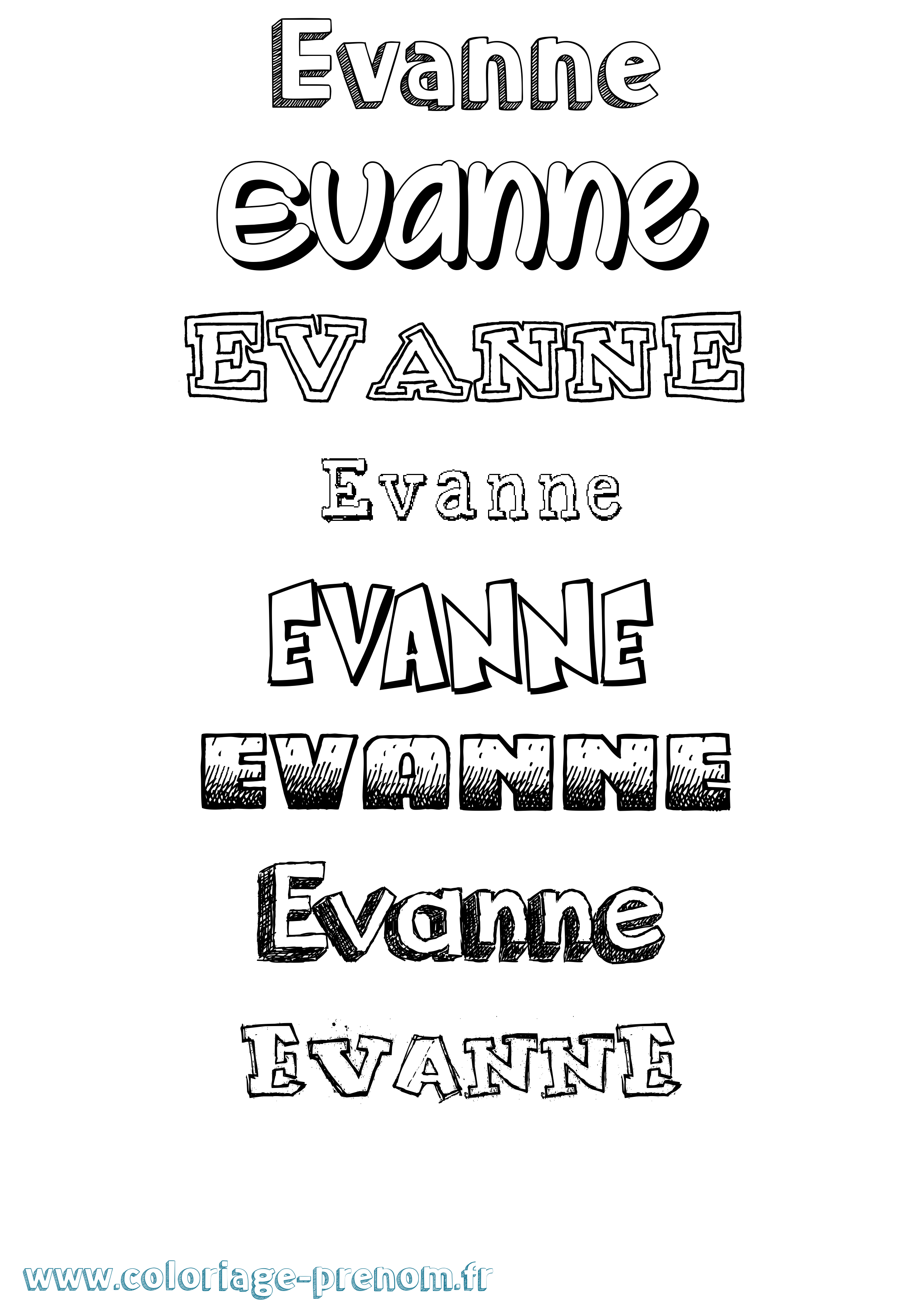 Coloriage Evanne Dessiné Coloriage prénom Evanne Dessiné