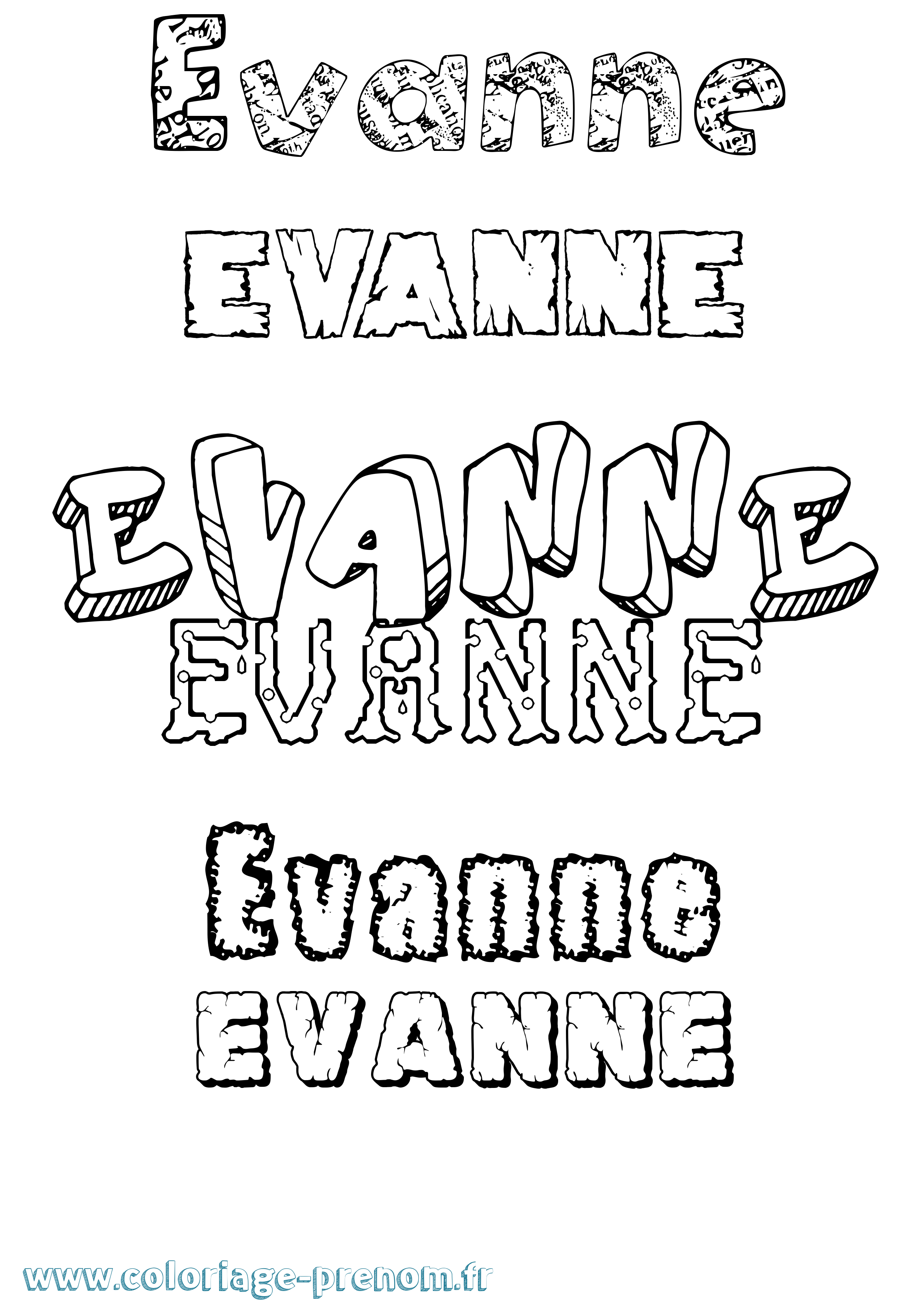 Coloriage Evanne Destructuré Coloriage prénom Evanne Destructuré