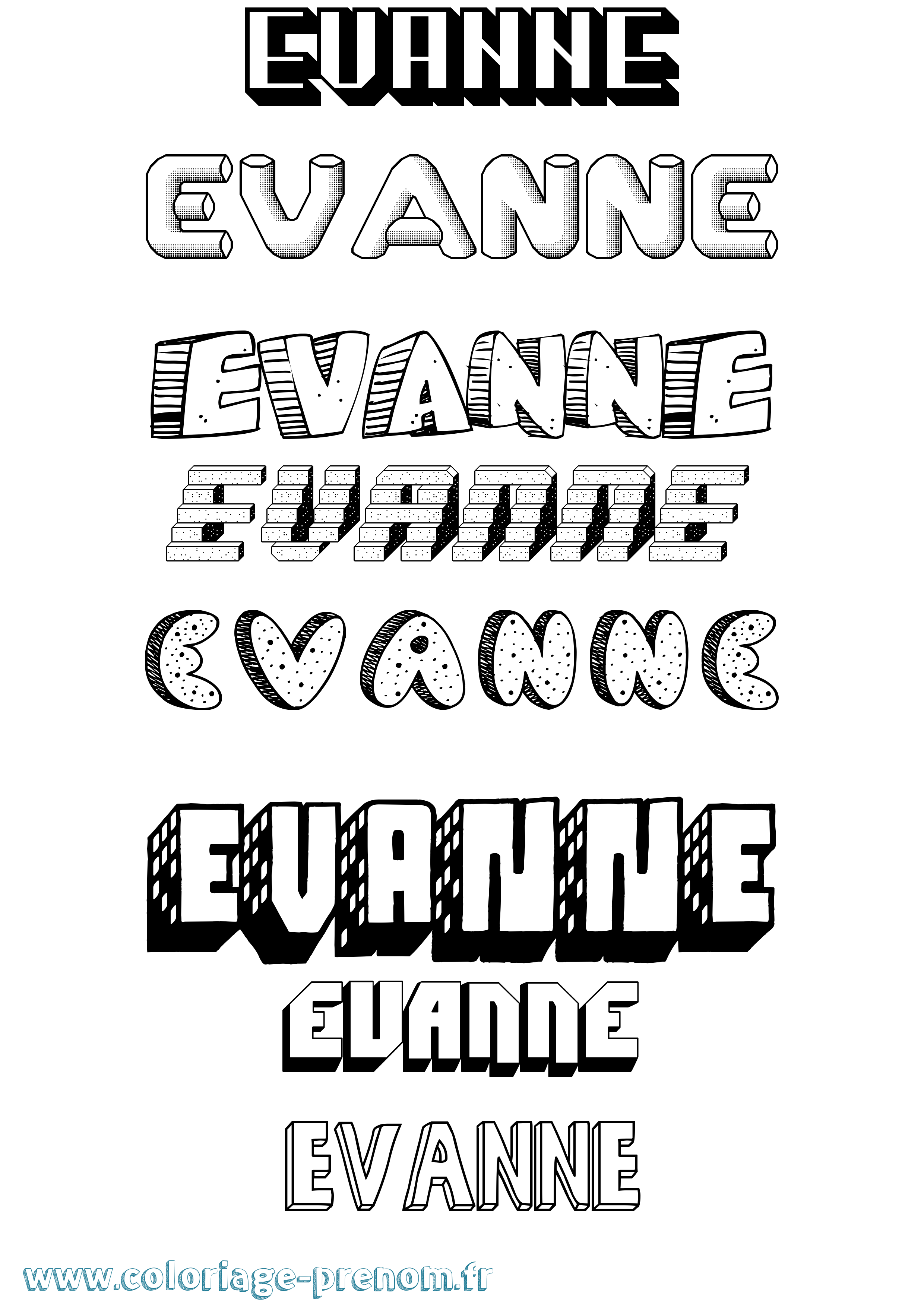 Coloriage Evanne Effet 3D Coloriage prénom Evanne Effet 3D