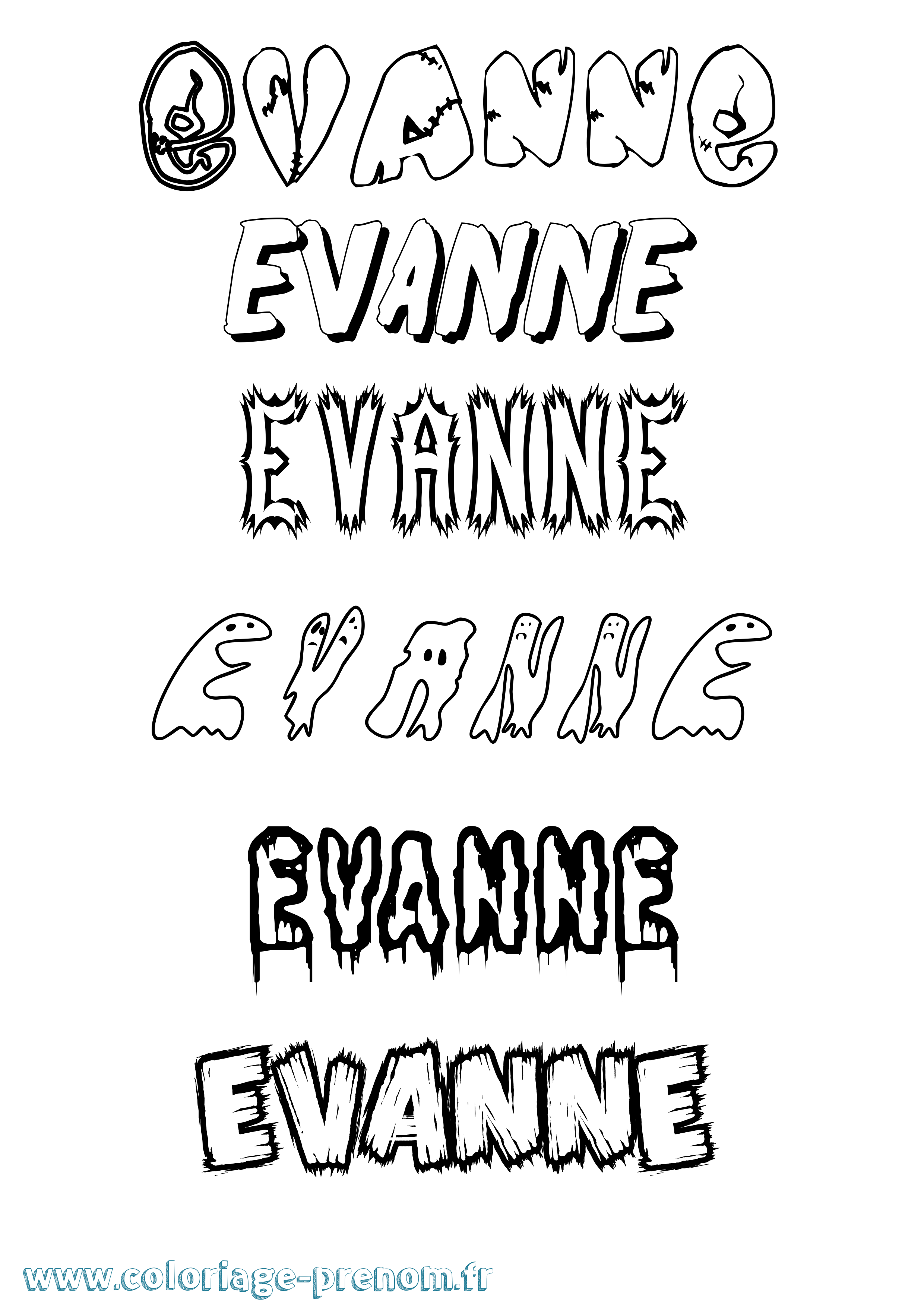 Coloriage Evanne Frisson Coloriage prénom Evanne Frisson