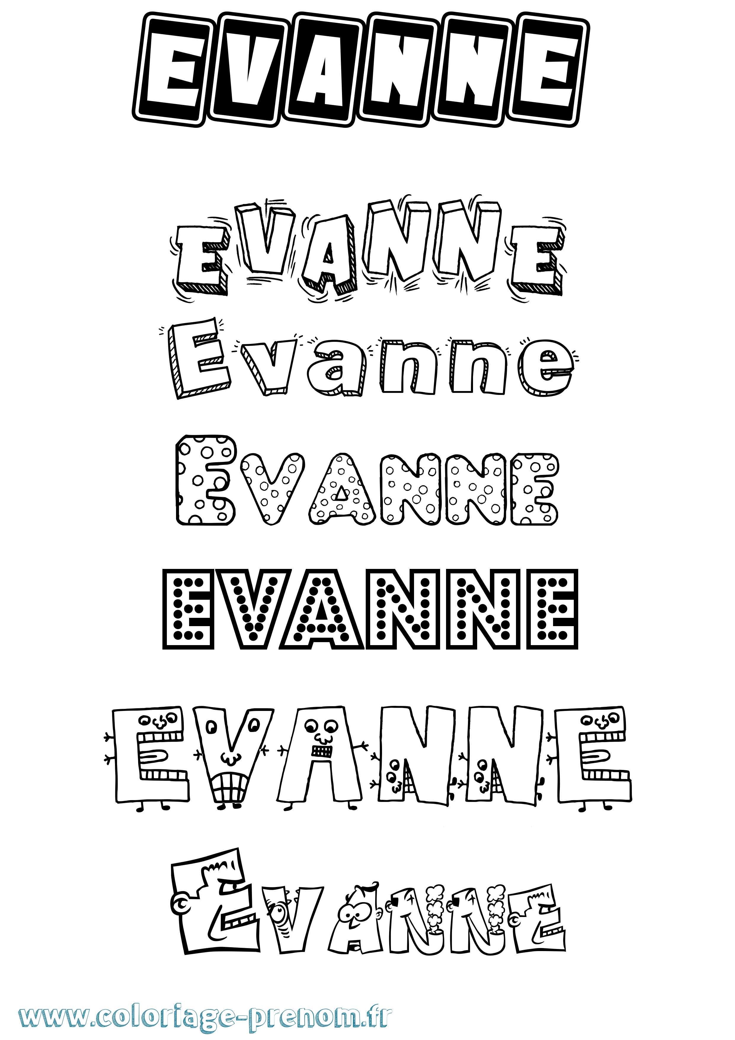 Coloriage Evanne Fun Coloriage prénom Evanne Fun