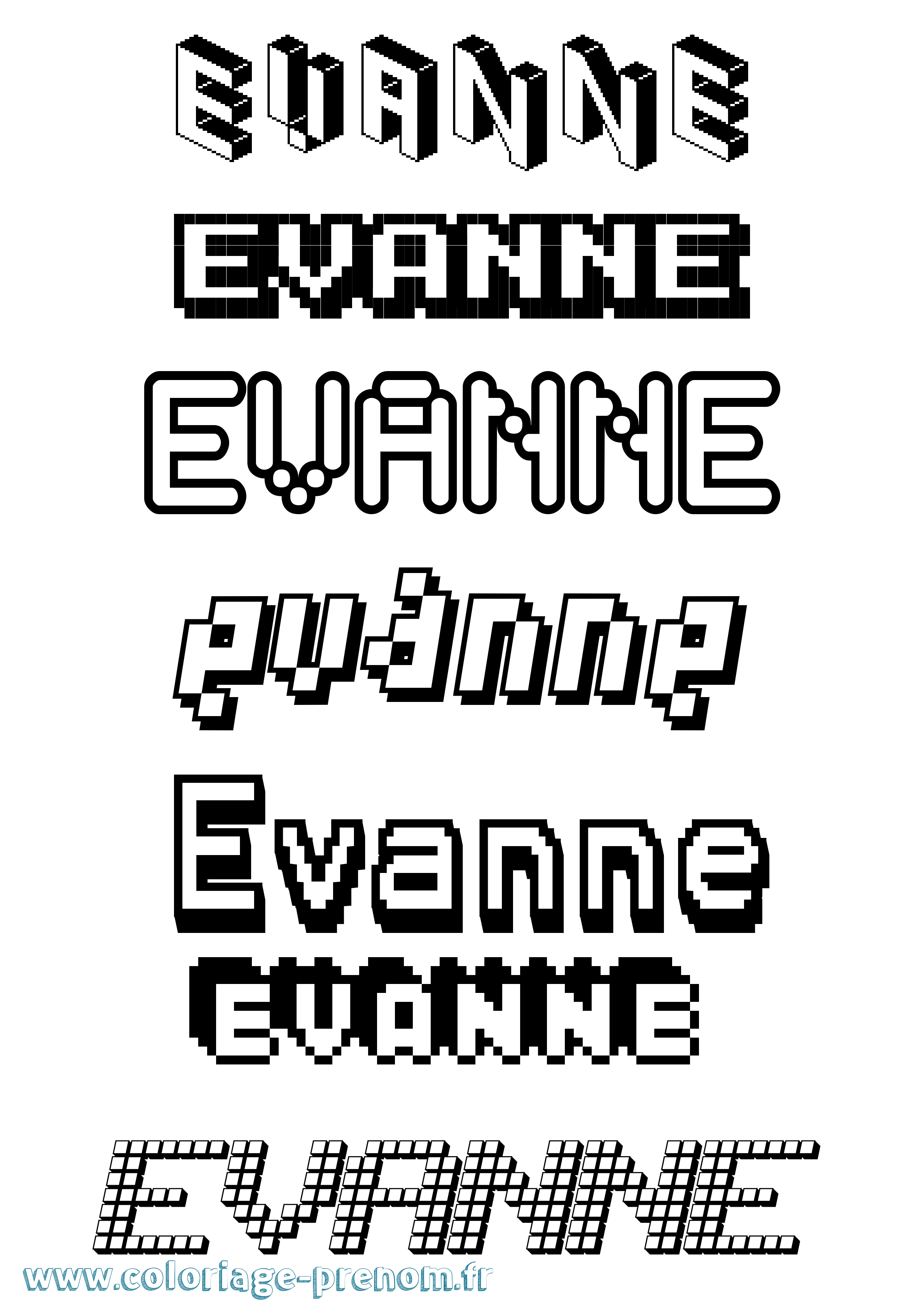 Coloriage Evanne Pixel Coloriage prénom Evanne Pixel