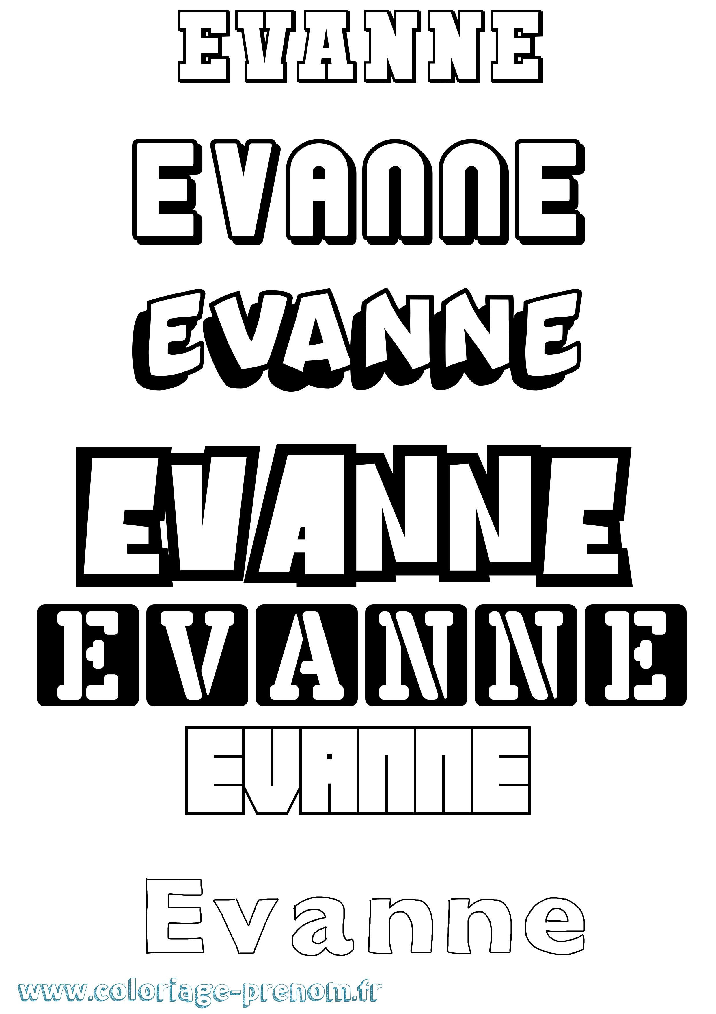Coloriage Evanne Simple Coloriage prénom Evanne Simple