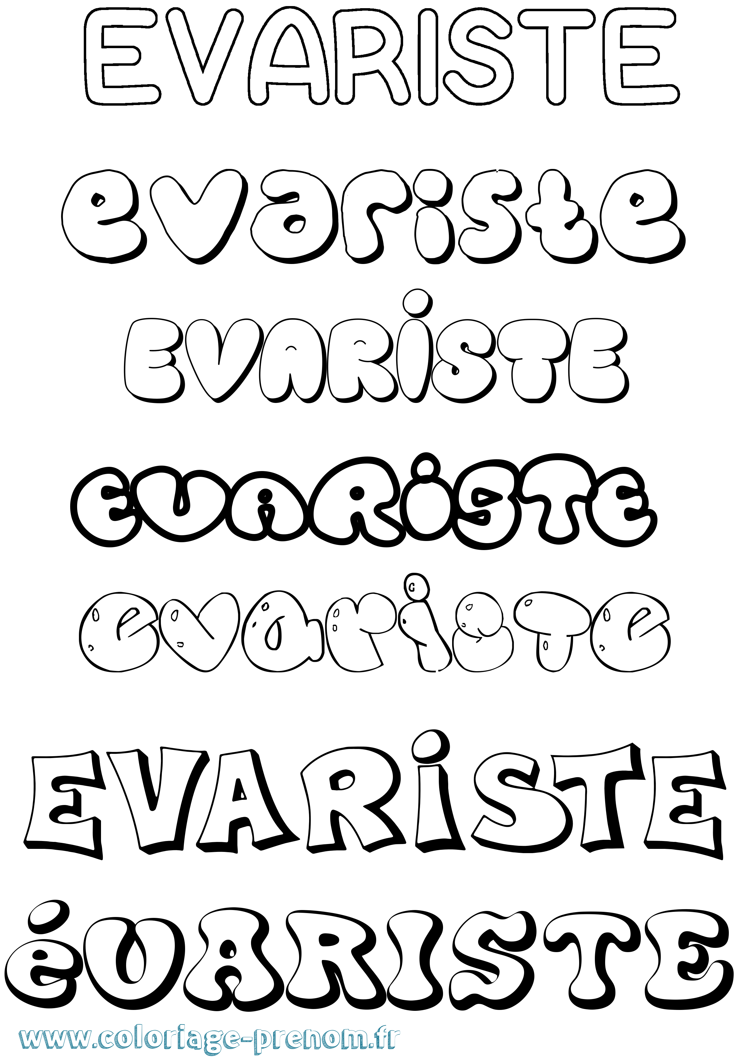 Coloriage Évariste Bubble Coloriage prénom Évariste Bubble