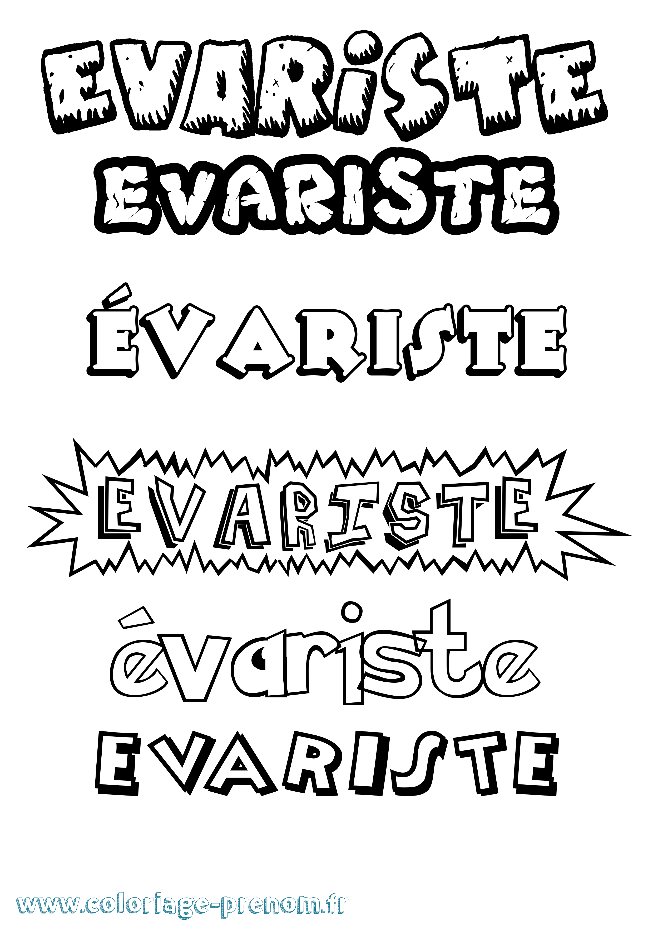 Coloriage Évariste Dessin Animé Coloriage prénom Évariste Dessin Animé