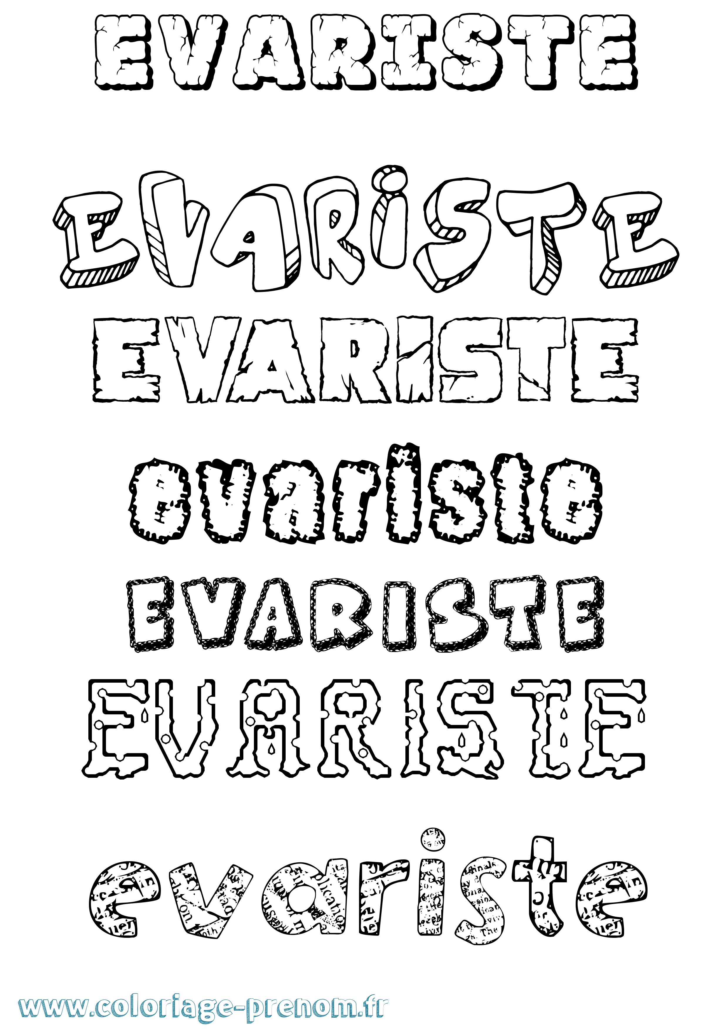 Coloriage Évariste Destructuré Coloriage prénom Évariste Destructuré