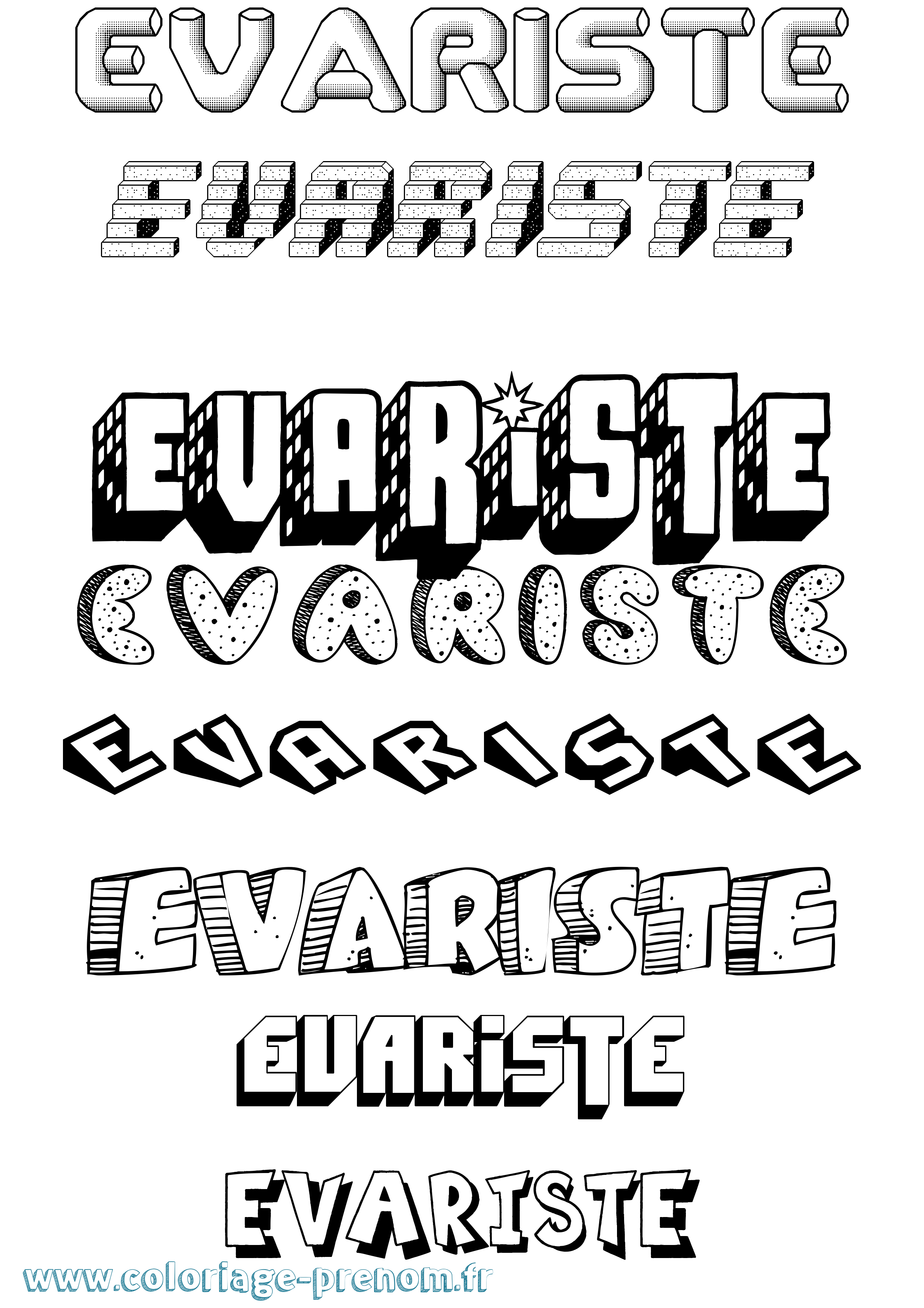 Coloriage Évariste Effet 3D Coloriage prénom Évariste Effet 3D