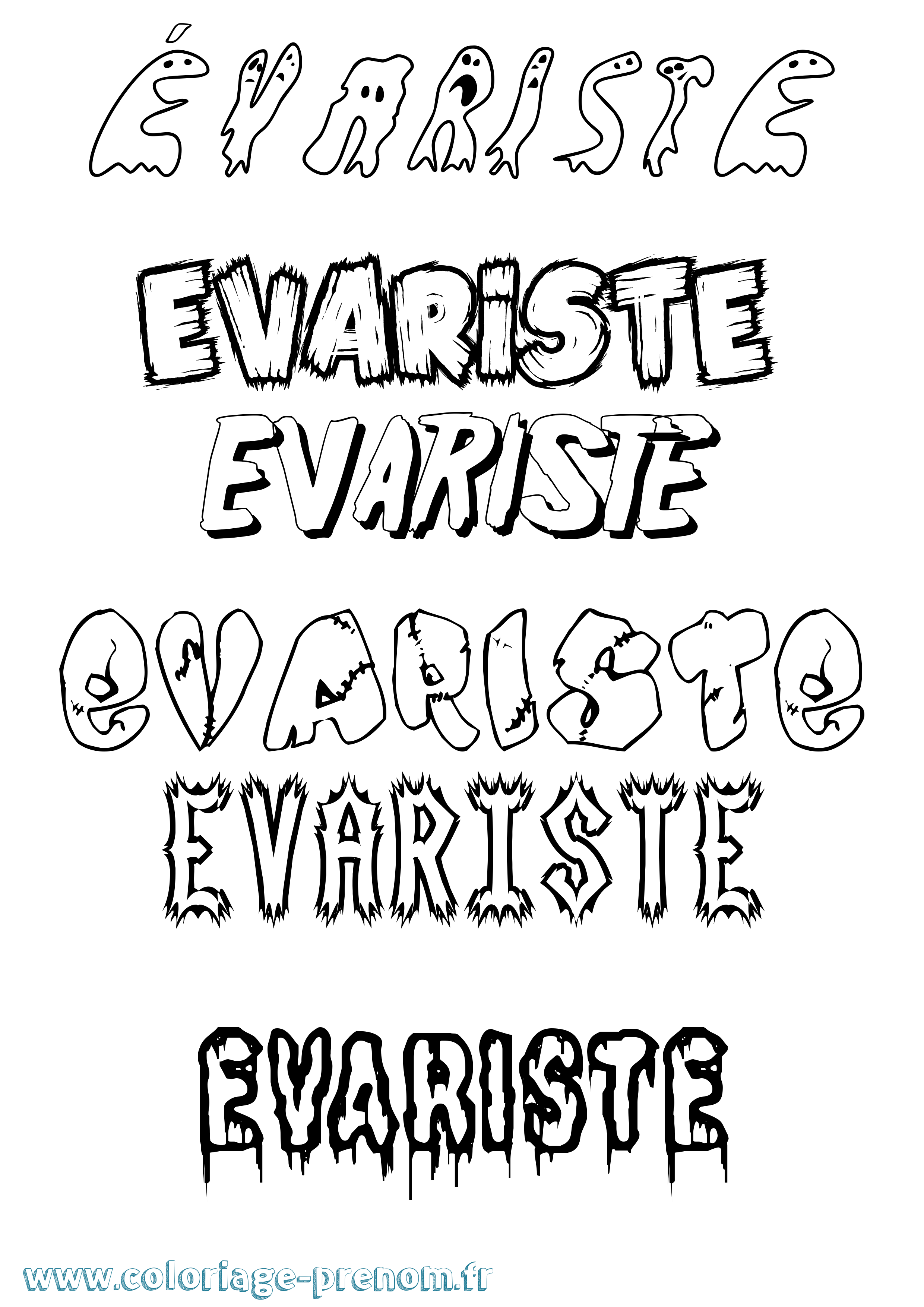 Coloriage Évariste Frisson Coloriage prénom Évariste Frisson