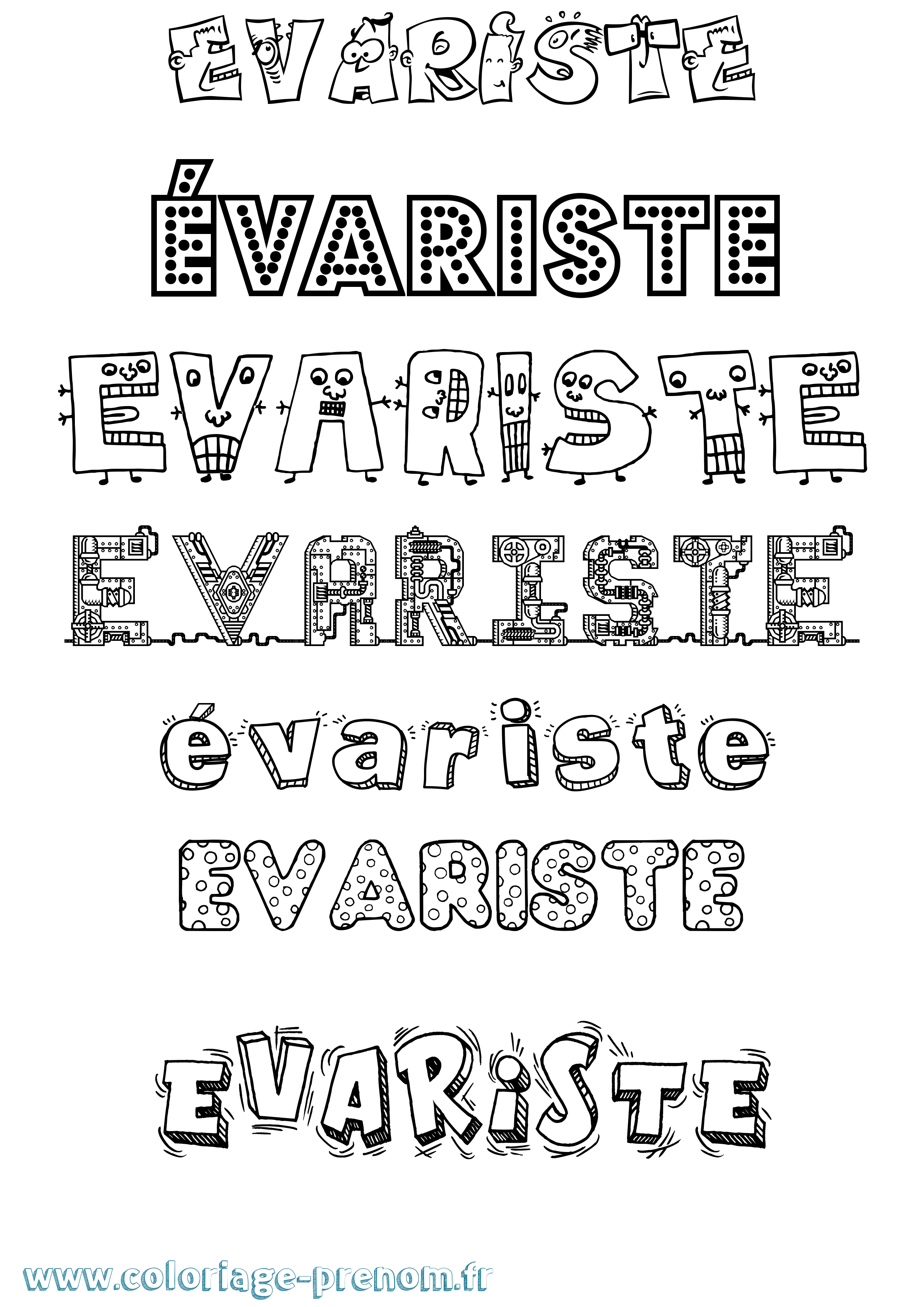 Coloriage Évariste Fun Coloriage prénom Évariste Fun
